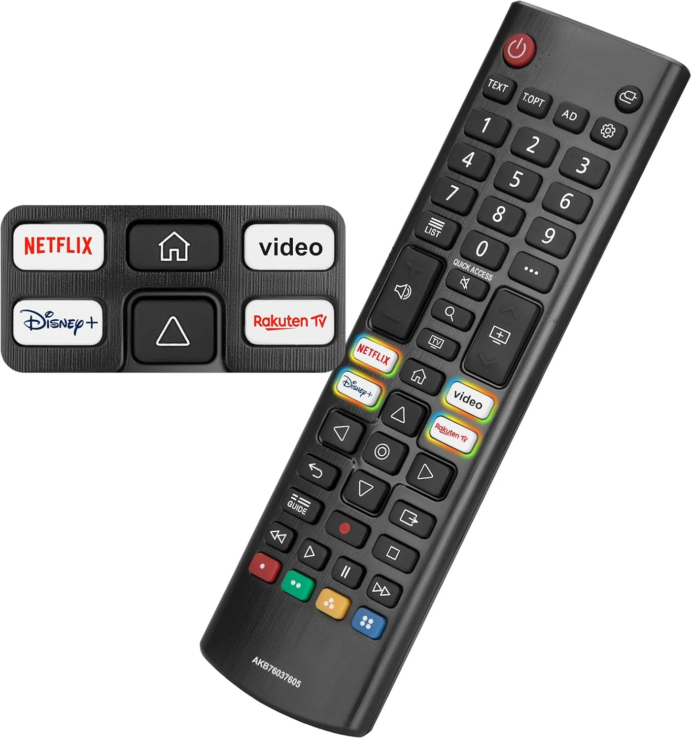 ریموت کنترل جایگزین جهانی OMAIC برای تلویزیون های هوشمند ال جی، ریموت کنترل تلویزیون ال جی مادون قرمز ارتقا یافته جدید، با دکمه های Netflix، Prime Video، Disney+، Rakuten TV