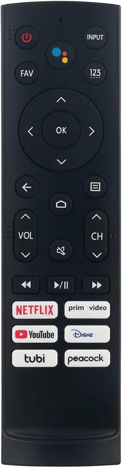 جایگزین کنترل از راه دور صوتی ERF3A90 برای تلویزیون هوشمند اندروید هایسنس مدل‌های 55U8G 65U7G 75U7G 65U88G 55U78G 55U7G 55U88G 65U78G 65U8G 75U78G 75U9DG 43A53FUA سری U88G مدل‌های 50A53FUA 50A66FUA 55A53FUA