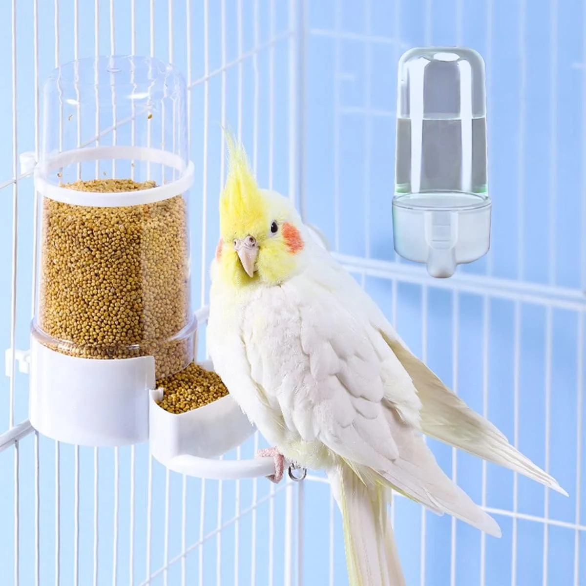 فیدر اتوماتیک قفس پرنده Yamibobo، فیدر غذای پرنده با گیره، پخش کننده غذای طوطی برای قفس، بطری، فنجان، کاسه برای قفس طوطی حیوان خانگی فیدر اتوماتیک قفس پرنده Yamibobo، فیدر غذای پرنده با گیره، پخش کننده غذای طوطی برای قفس، بطری، فنجان، کاسه برای قفس طوطی حیوان خانگی