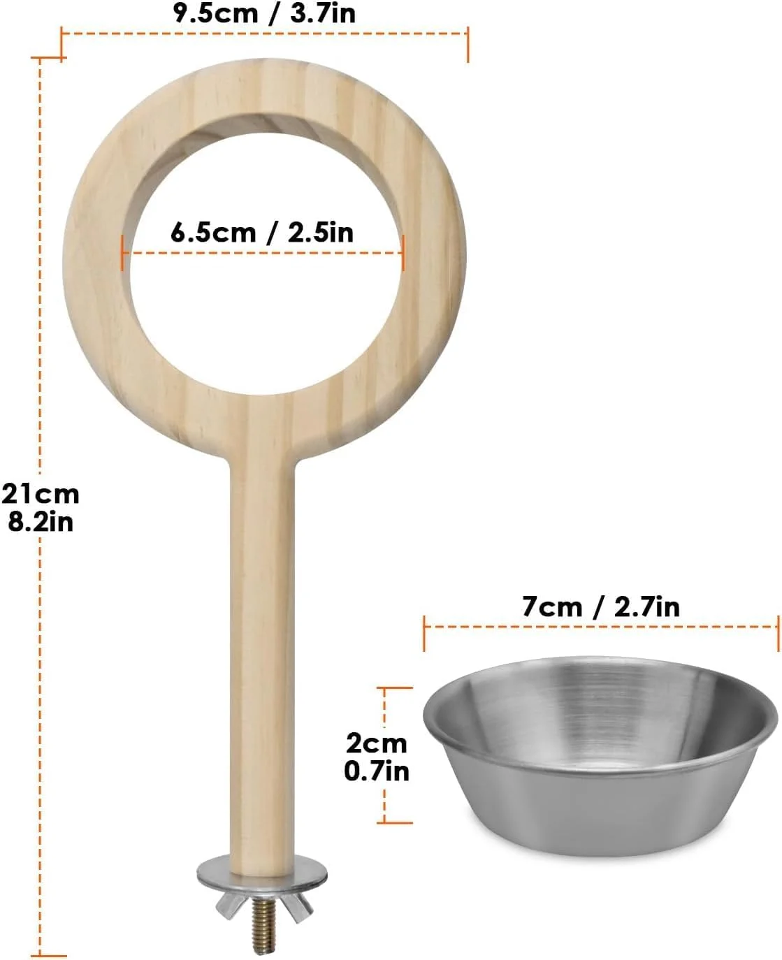 فنجان غذاخوری پرنده YelaJoy و نشیمنگاه چوبی برای پرندگان کوچک - اسباب بازی لوازم جانبی قفس طوطی برای مرغ عشق، باجی، کانور، مرغ مینا، فنچ، قناری، عروس هلندی