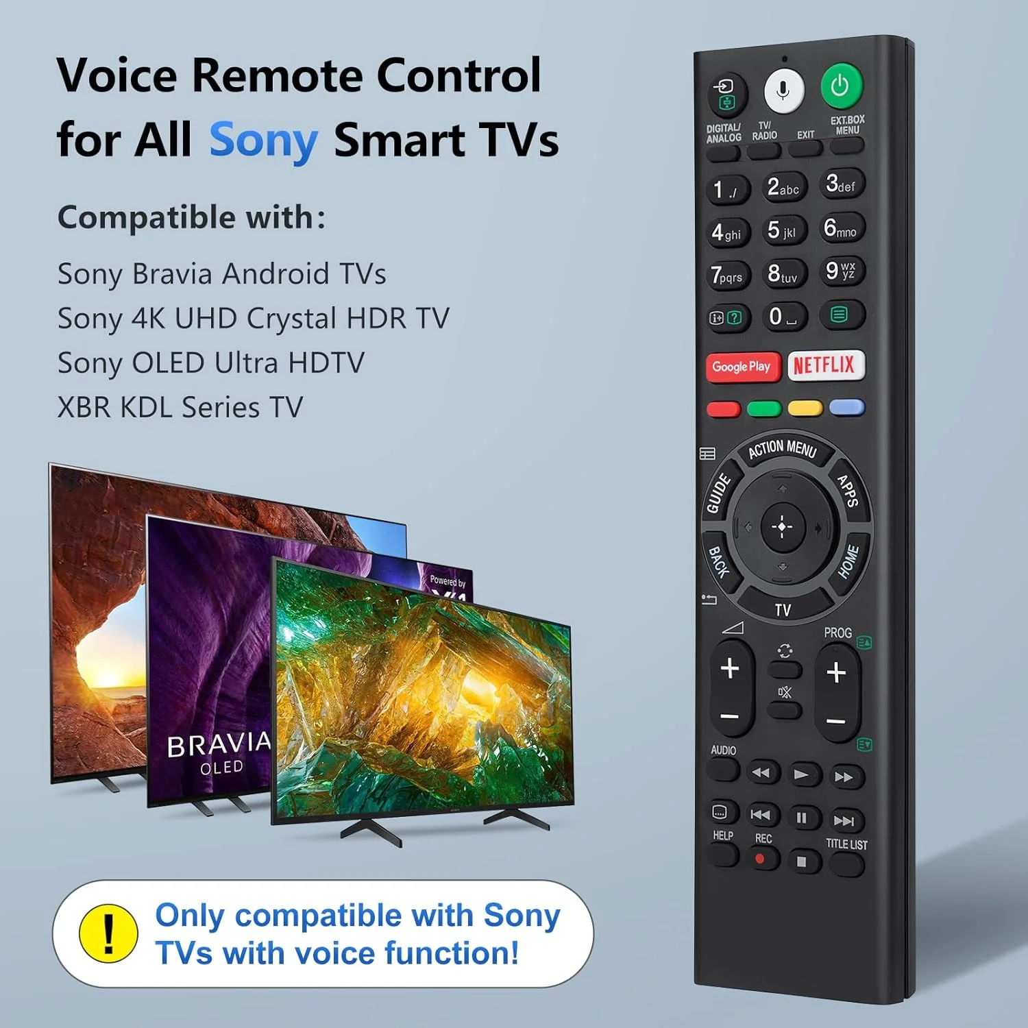 ریموت جایگزین صوتی OMAIC برای تلویزیون های سونی و Bravia، برای تمام تلویزیون های هوشمند 4K UHD LED LCD HD سونی