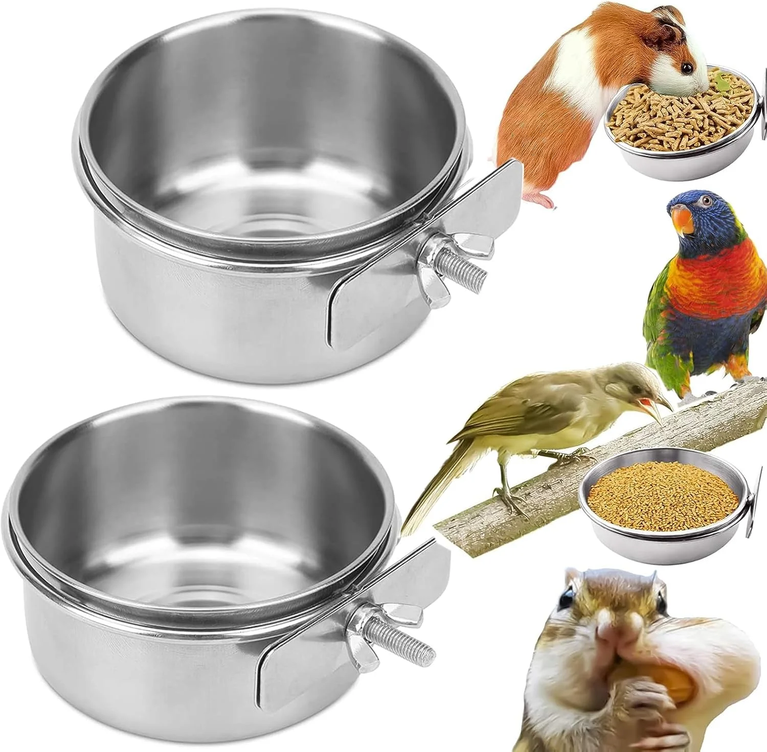 ظروف غذای طوطی VELEGO، 2 عدد، ظرف غذای پرندگان، استیل ضد زنگ، کاسه های آب قفس با گیره نگهدارنده برای عروس هلندی، کانور، مرغ عشق، طوطی، ماکائو، حیوانات کوچک، چینچیلا ظروف غذای طوطی VELEGO، 2 عدد، ظرف غذای پرندگان، استیل ضد زنگ، کاسه های آب قفس با گیره نگهدارنده برای عروس هلندی، کانور، مرغ عشق، طوطی، ماکائو، حیوانات کوچک، چینچیلا