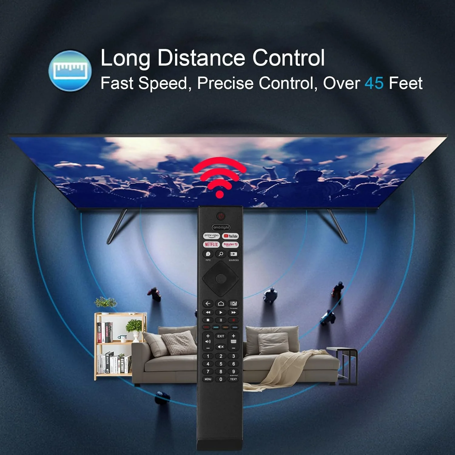 ریموت کنترل Olizen مدل BRC0984501 برای تلویزیون های هوشمند ال سی دی و ال ای دی فیلیپس سری 7900 با اتصال مادون قرمز، برد 15 متری، باتری AAA