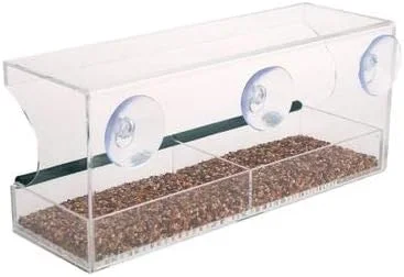 آبخوری/دان خوری پرندگان پنجره ای N/H با مکنده های قوی و سینی دانه آبخوری/دان خوری پرندگان پنجره ای N/H با مکنده های قوی و سینی دانه