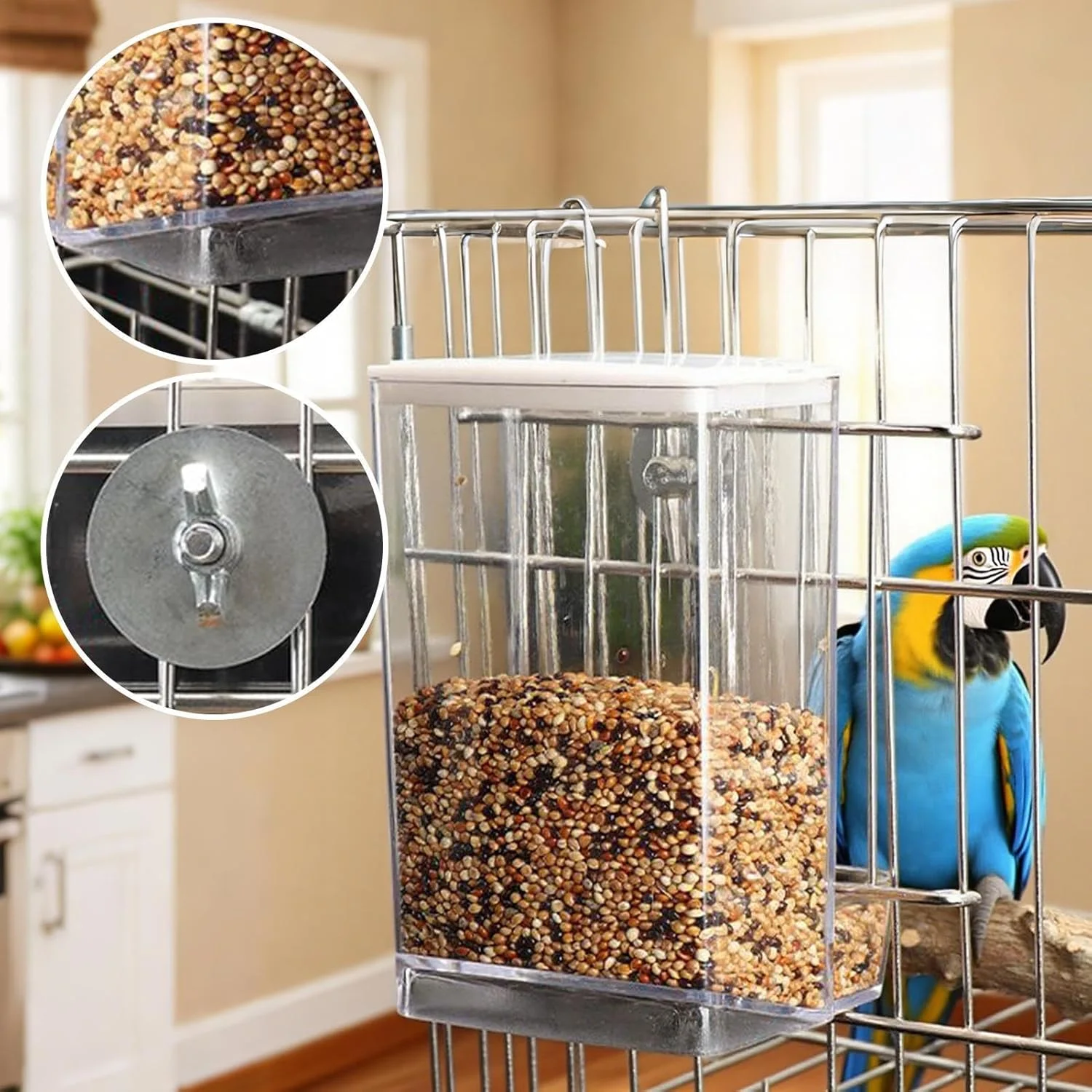 ظرف غذای پرندگان وحشی با قابلیت پر شدن خودکار - کاسه های تغذیه پرندگان جداشدنی | محفظه غذای شفاف برای طوطی، مرغ مگس خوار، مرغ، پاسیو، پنجره، حیاط ظرف غذای پرندگان وحشی با قابلیت پر شدن خودکار - کاسه های تغذیه پرندگان جداشدنی | محفظه غذای شفاف برای طوطی، مرغ مگس خوار، مرغ، پاسیو، پنجره، حیاط