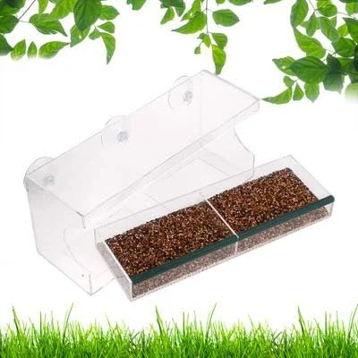 آبخوری/دان خوری پرندگان پنجره ای N/H با مکنده های قوی و سینی دانه آبخوری/دان خوری پرندگان پنجره ای N/H با مکنده های قوی و سینی دانه