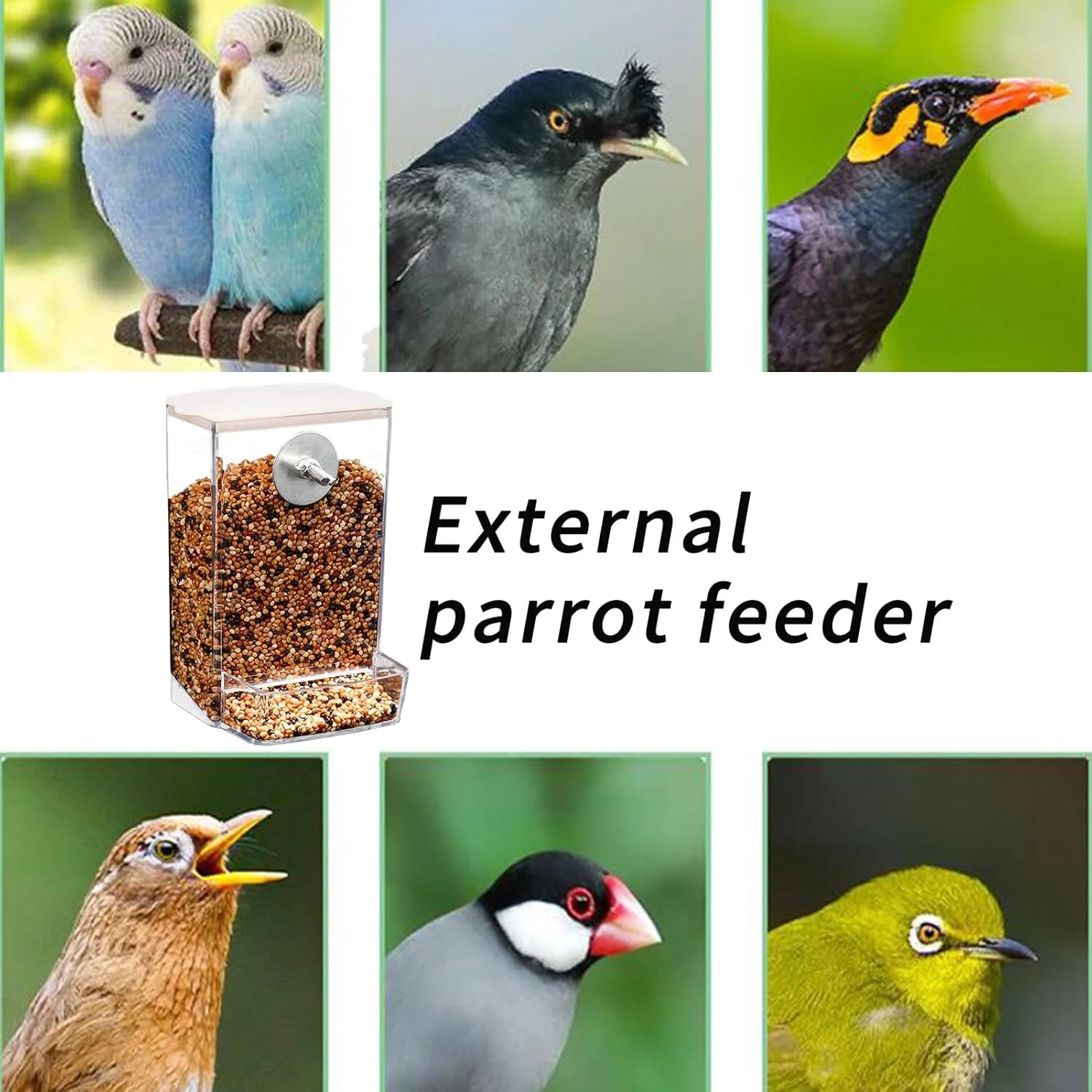 ظرف غذای پرندگان وحشی با قابلیت پر شدن خودکار - کاسه های تغذیه پرندگان جداشدنی | محفظه غذای شفاف برای طوطی، مرغ مگس خوار، مرغ، پاسیو، پنجره، حیاط ظرف غذای پرندگان وحشی با قابلیت پر شدن خودکار - کاسه های تغذیه پرندگان جداشدنی | محفظه غذای شفاف برای طوطی، مرغ مگس خوار، مرغ، پاسیو، پنجره، حیاط