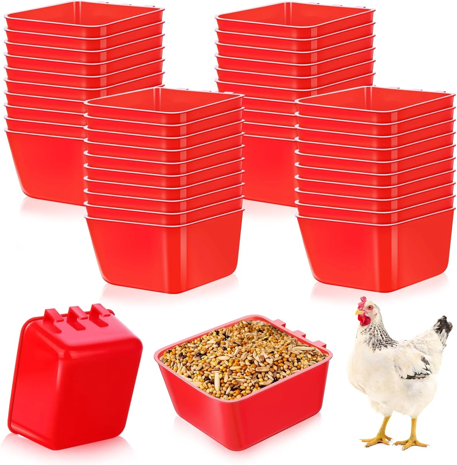 بسته 40 عددی فنجان قفس tchrules برای مرغ، آبخوری، قفس غذاخوری پرندگان، غذاخوری آویز قفس برای مرغ، خرگوش، طوطی (قرمز) بسته 40 عددی فنجان قفس tchrules برای مرغ، آبخوری، قفس غذاخوری پرندگان، غذاخوری آویز قفس برای مرغ، خرگوش، طوطی (قرمز)