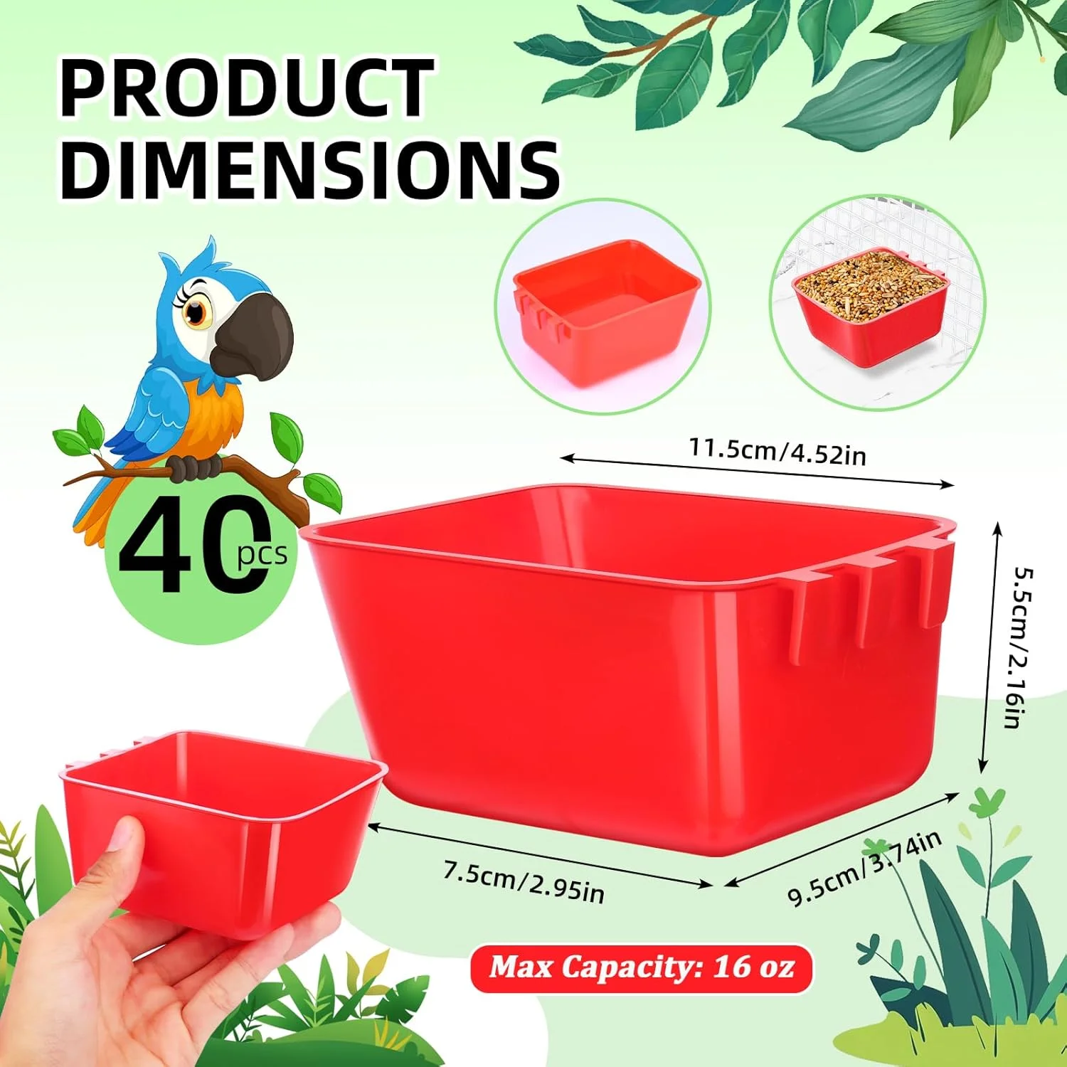 بسته 40 عددی فنجان قفس tchrules برای مرغ، آبخوری، قفس غذاخوری پرندگان، غذاخوری آویز قفس برای مرغ، خرگوش، طوطی (قرمز) بسته 40 عددی فنجان قفس tchrules برای مرغ، آبخوری، قفس غذاخوری پرندگان، غذاخوری آویز قفس برای مرغ، خرگوش، طوطی (قرمز)
