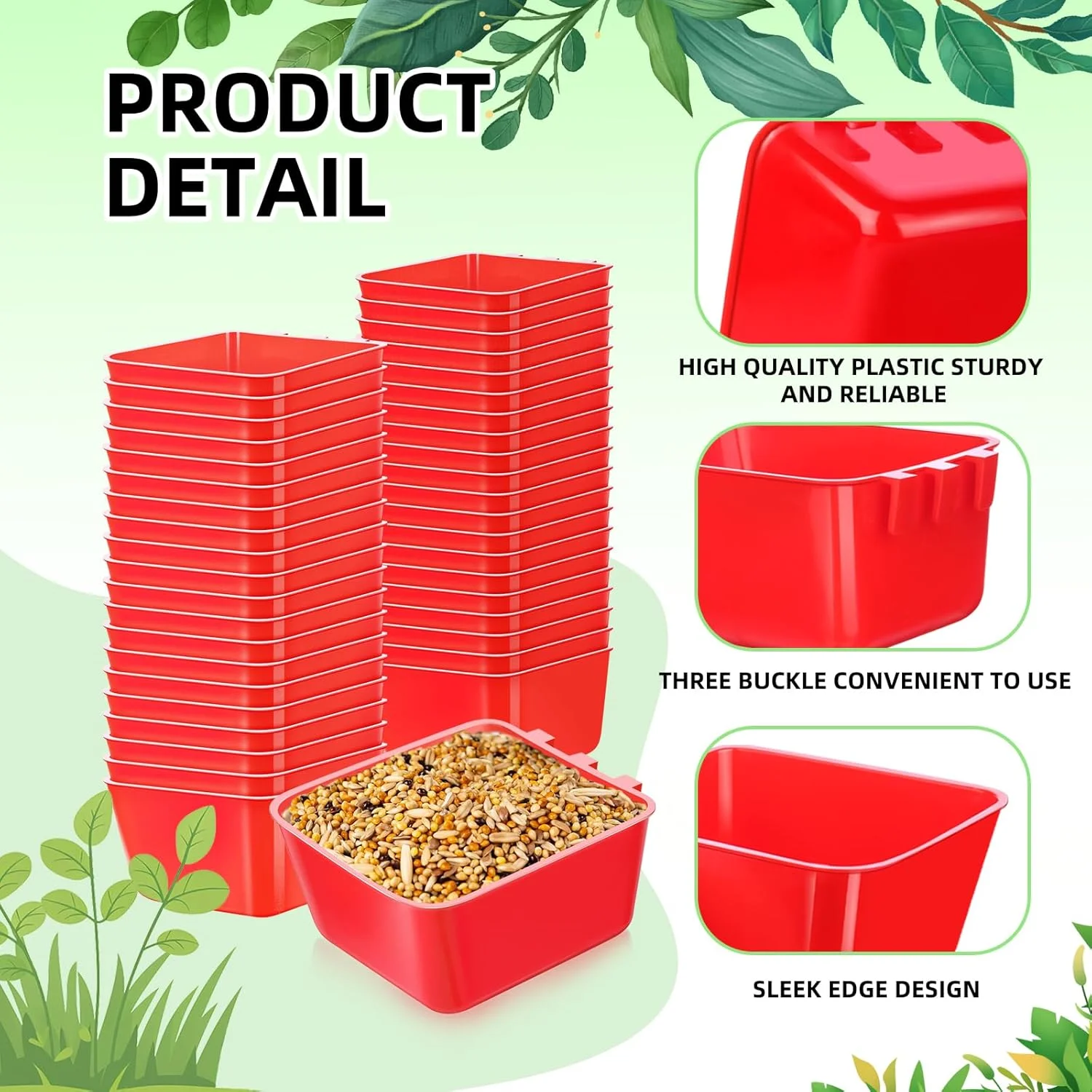 بسته 40 عددی فنجان قفس tchrules برای مرغ، آبخوری، قفس غذاخوری پرندگان، غذاخوری آویز قفس برای مرغ، خرگوش، طوطی (قرمز) بسته 40 عددی فنجان قفس tchrules برای مرغ، آبخوری، قفس غذاخوری پرندگان، غذاخوری آویز قفس برای مرغ، خرگوش، طوطی (قرمز)