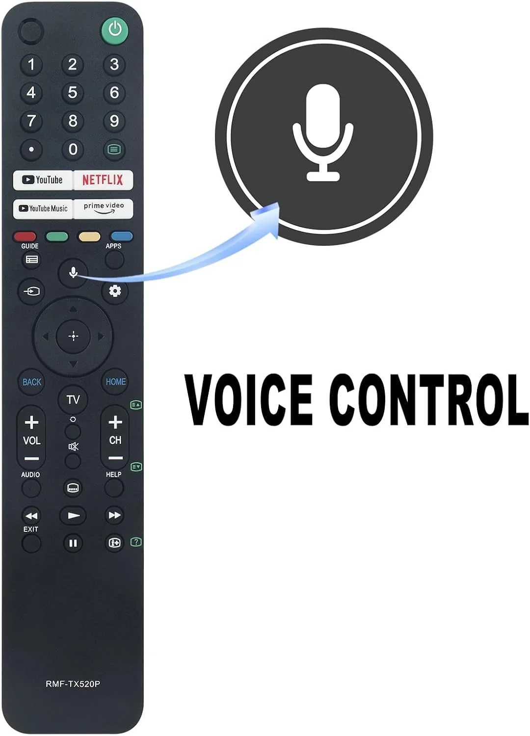 ریموت کنترل صوتی جایگزین RMF-TX520P مناسب برای تلویزیون ال سی دی سونی Bravia مدل های KD-43X80J KD-50X80J KD-55X80J KD-55X85J KD-65X80J KD-65X85J KD-75X85J XR-55A80J XR-55X90J XR-65A80J XR-65X90J XR-77A80J