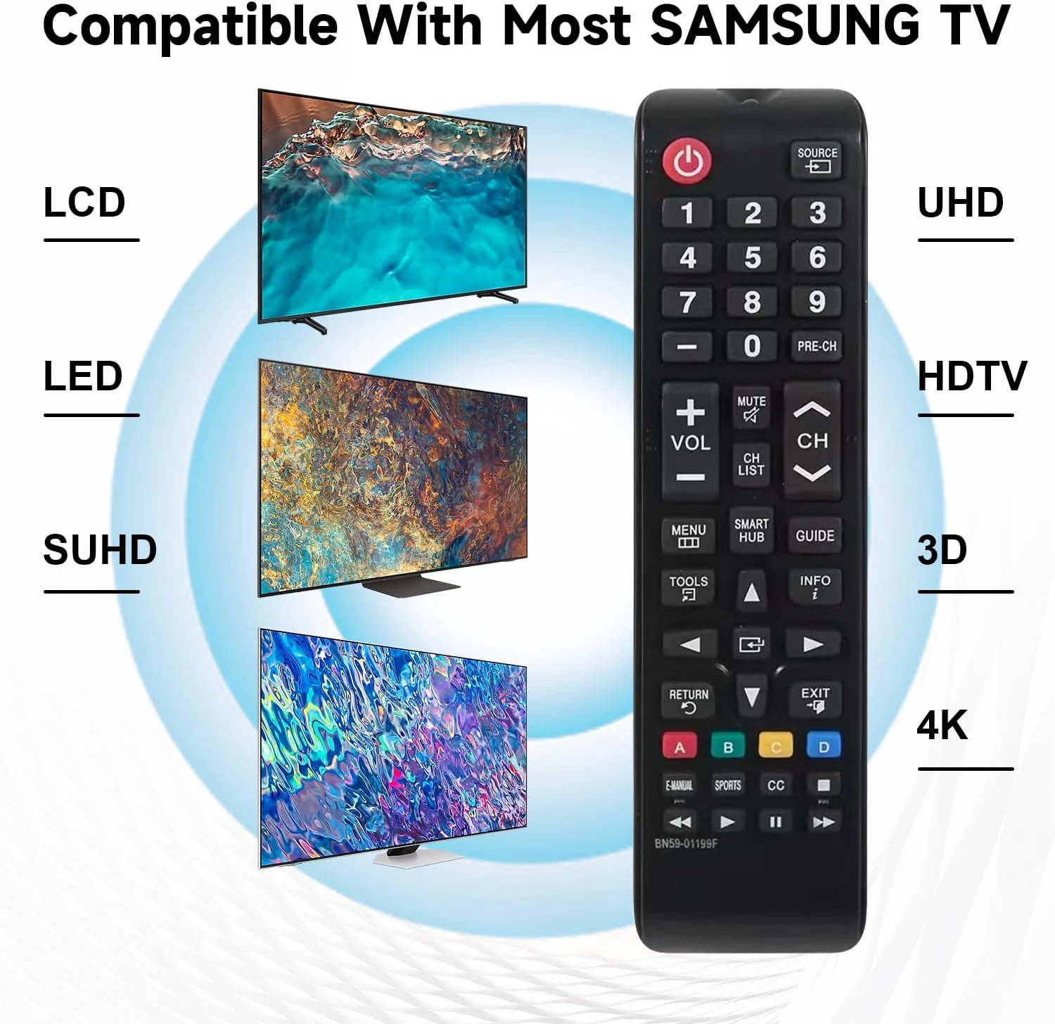 ریموت کنترل یونیورسال تلویزیون سامسونگ، جایگزین ریموت برای تمام تلویزیون های هوشمند ال سی دی ال ای دی SUHD UHD HDTV 3D سامسونگ، سازگار با تمام تلویزیون های هوشمند سامسونگ (باتری شامل نمی شود) ریموت کنترل یونیورسال تلویزیون سامسونگ، جایگزین ریموت برای تمام تلویزیون های هوشمند ال سی دی ال ای دی SUHD UHD HDTV 3D سامسونگ، سازگار با تمام تلویزیون های هوشمند سامسونگ (باتری شامل نمی شود)