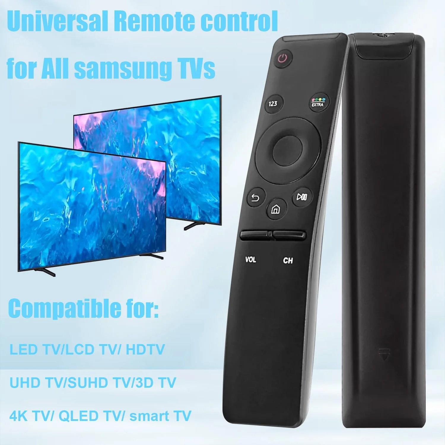 ریموت کنترل RichLuck برای تلویزیون های هوشمند سامسونگ 4K Curve UHD، ریموت کنترل جهانی سازگار با همه تلویزیون ها، دارای دکمه هایی برای نتفلیکس (باتری شامل نمی شود)