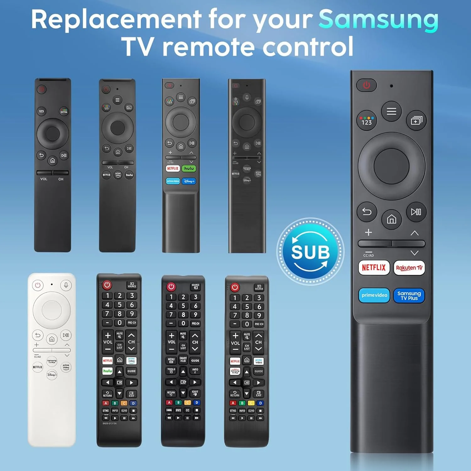 ریموت کنترل جهانی سامسونگ BN59-01385B/A/01363A و 01358D/01357A برای تلویزیون های The Frame/Serif/Neo QLED/Crystal UHD 4K 8K – بدون نیاز به تنظیمات، سازگار با Solar/OLED ریموت کنترل جهانی سامسونگ BN59-01385B/A/01363A و 01358D/01357A برای تلویزیون های The Frame/Serif/Neo QLED/Crystal UHD 4K 8K – بدون نیاز به تنظیمات، سازگار با Solar/OLED