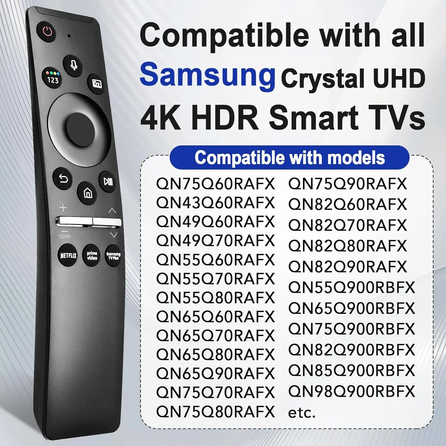 ریموت کنترل صوتی برای تلویزیون های هوشمند سامسونگ، ریموت کنترل جهانی سازگار با تمام تلویزیون های سامسونگ LED QLED UHD SUHD HDR LCD Frame Curved Solar HDTV 4K 8K 3D Q60 Q70 Q80 Curved Frame جایگزین ریموت ریموت کنترل صوتی برای تلویزیون های هوشمند سامسونگ، ریموت کنترل جهانی سازگار با تمام تلویزیون های سامسونگ LED QLED UHD SUHD HDR LCD Frame Curved Solar HDTV 4K 8K 3D Q60 Q70 Q80 Curved Frame جایگزین ریموت