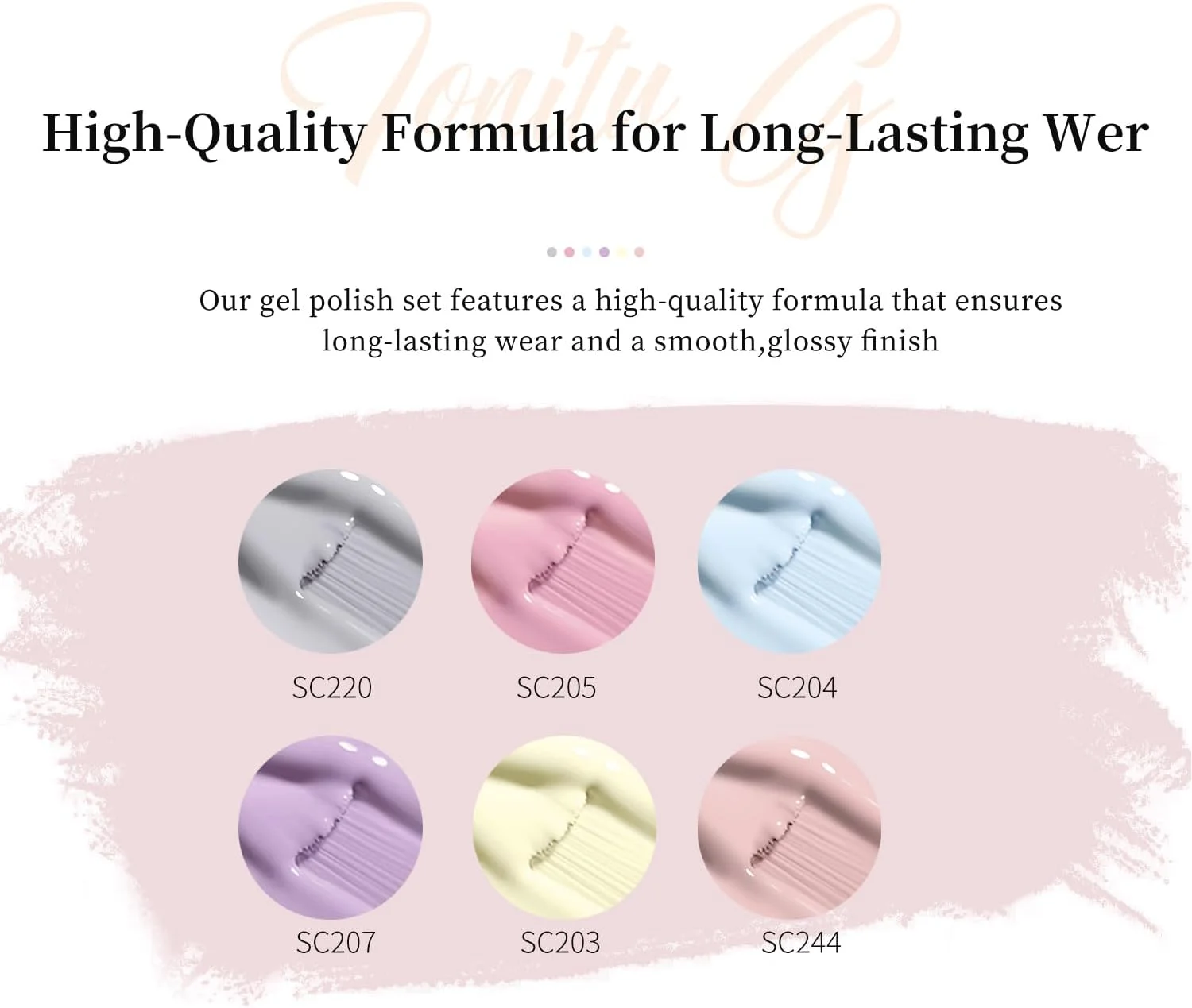 ست لاک ژل تونیتیو جی، 6 رنگ، کیت لاک ژل، طراحی محبوب ناخن، خیساندن در LED، مناسب مانیکور، هدیه برای سالن خانگی DIY برای زنان و دختران (پشمک)