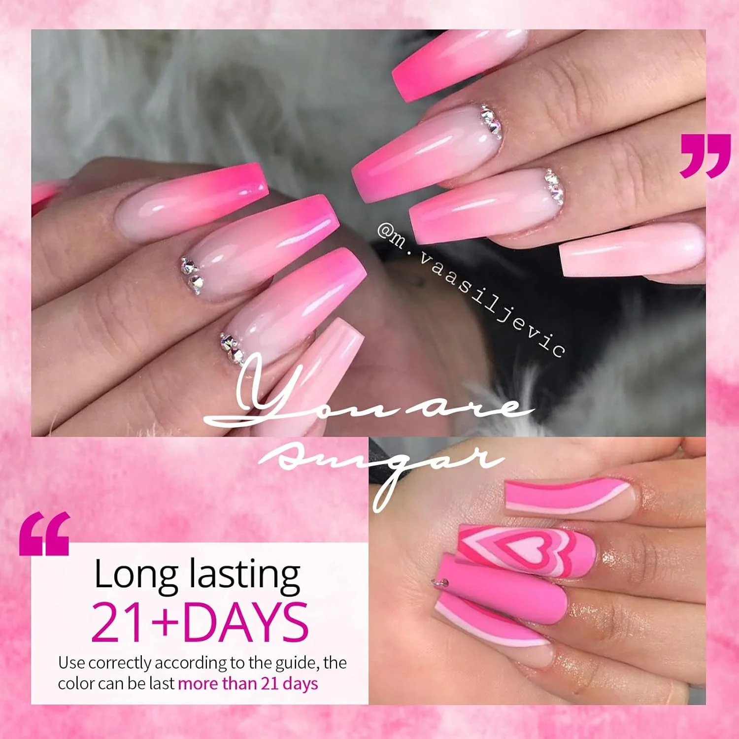 ست لاک ژل صورتی UR SUGAR، ست لاک ژل صورتی داغ ولنتاین 6 رنگ، کیت طراحی ناخن LED با قابلیت خیساندن، مناسب مانیکور و طراحی ناخن در خانه، هدیه برای زنان و دختران