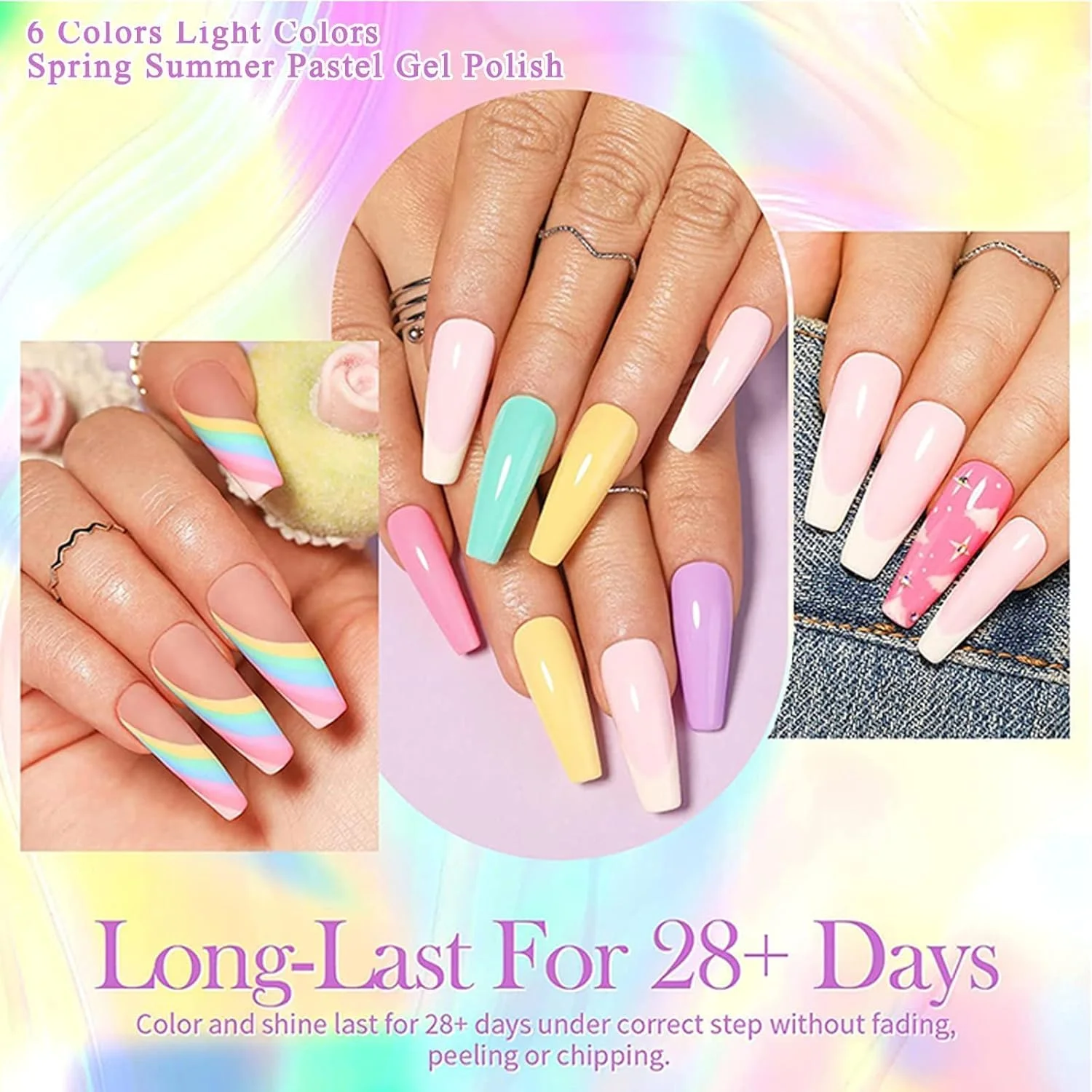 لاک ژل پاستیلی، 6 رنگ روشن بهاری و تابستانی، لاک ژل پاستیلی صورتی آبی نارنجی بنفش زرد سبز، ست لاک ناخن سری ماکارون آبنباتی، لاک ژل UV LED DIY لاک ژل پاستیلی، 6 رنگ روشن بهاری و تابستانی، لاک ژل پاستیلی صورتی آبی نارنجی بنفش زرد سبز، ست لاک ناخن سری ماکارون آبنباتی، لاک ژل UV LED DIY