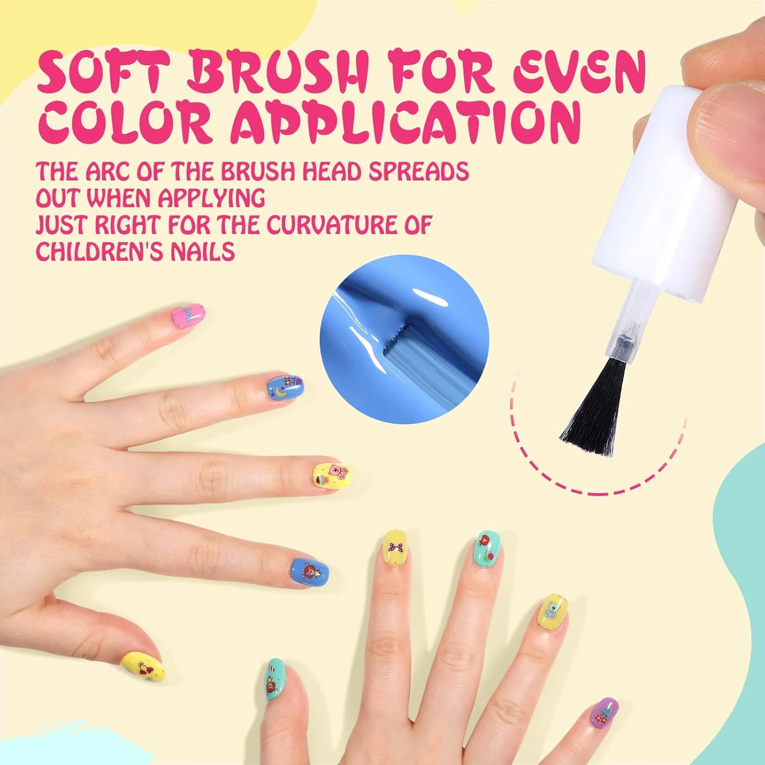 ست لاک ناخن تومیکا، رنگین کمانی آبنباتی، 100% غیر سمی، قابل شستشو، بدون بو، قابل جدا شدن، طبیعی و ایمن، خشک شدن سریع، هدیه و اسباب بازی برای دختران