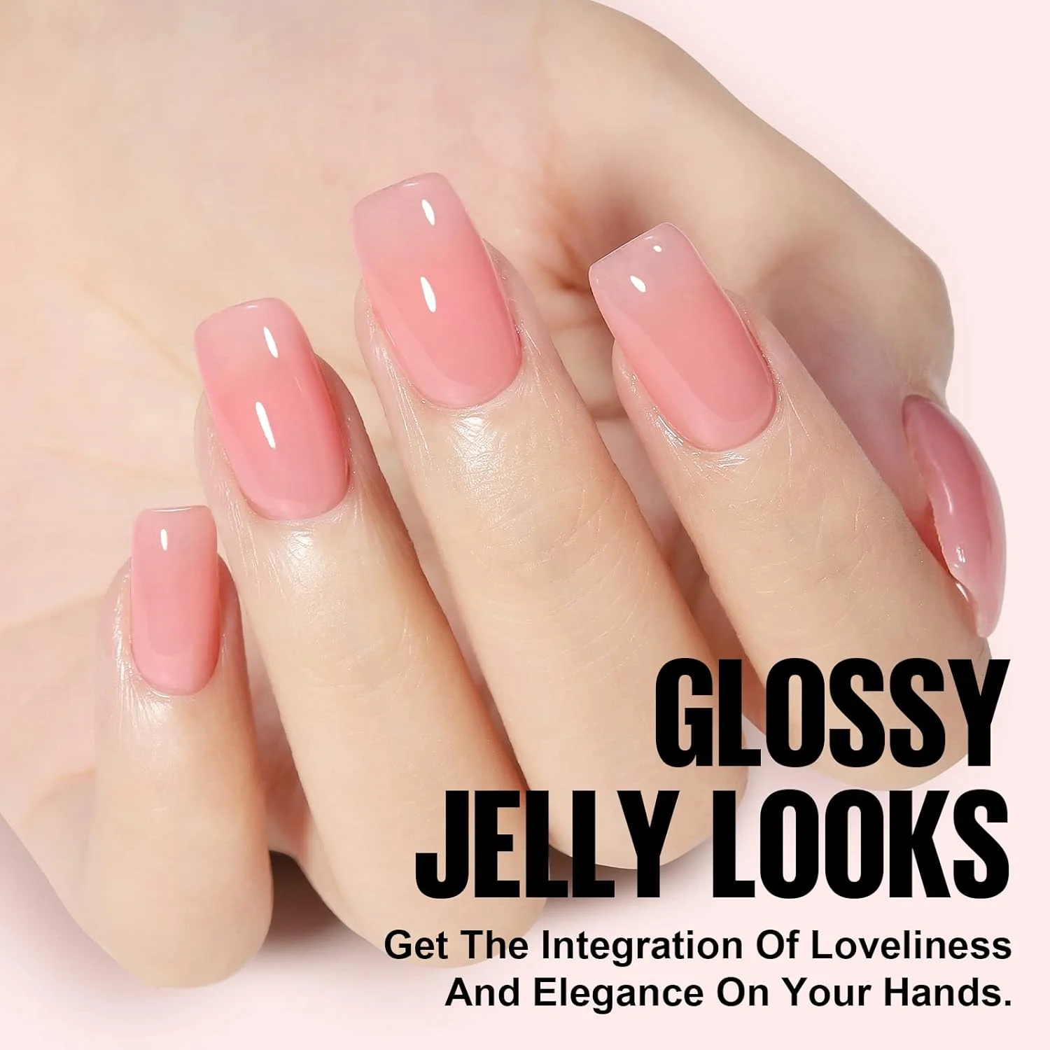 لاک ژل ژله ای تومیکا - 15 میل، لاک ژل صورتی روشن نیمه شفاف، لاک ژلuv led  Nude، لاک ژل فرنچ برای طراحی ناخن در خانه و سالن