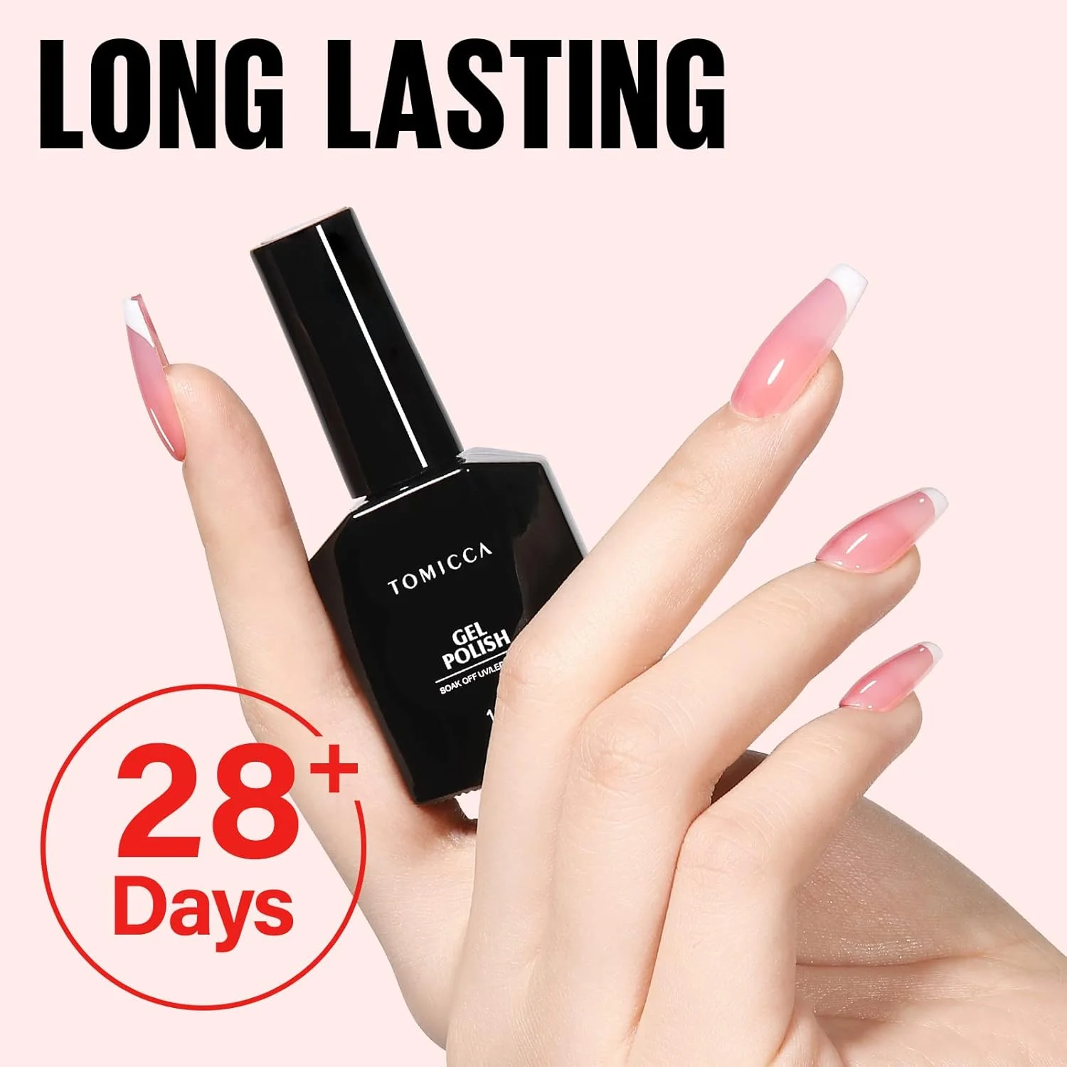 لاک ژل ژله ای تومیکا - 15 میل، لاک ژل صورتی روشن نیمه شفاف، لاک ژلuv led  Nude، لاک ژل فرنچ برای طراحی ناخن در خانه و سالن