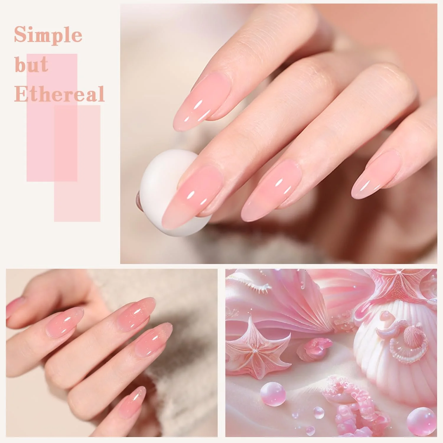 ست لاک ژل صورتی ژله ای 10 رنگ شویوم - کیت لاک ژل خیساندنی UV LED Nude برای مانیکور DIY خانگی، لاک ناخن سالنی