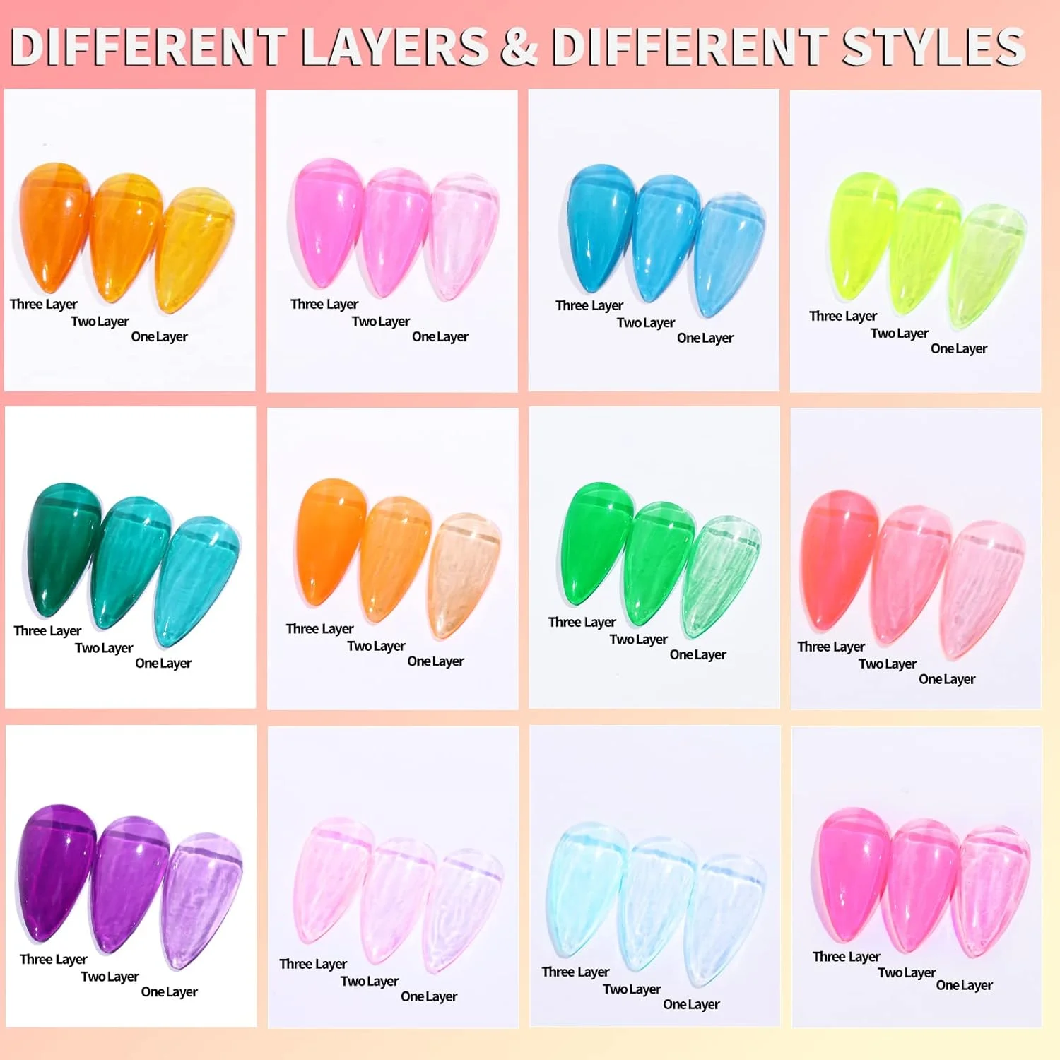 لاک ژل ژله ای نویروایت، مجموعه 12 رنگ براق و ترندی، لاک ژل شفاف، ست لاک ژل رنگ های صورتی کالباسی، بنفش، سبز، آبی، زرد، کیت لاک ژل ژله ای، مناسب استفاده در خانه، طراحی ناخن و سالن، خشک شدن با UV LED لاک ژل ژله ای نویروایت، مجموعه 12 رنگ براق و ترندی، لاک ژل شفاف، ست لاک ژل رنگ های صورتی کالباسی، بنفش، سبز، آبی، زرد، کیت لاک ژل ژله ای، مناسب استفاده در خانه، طراحی ناخن و سالن، خشک شدن با UV LED