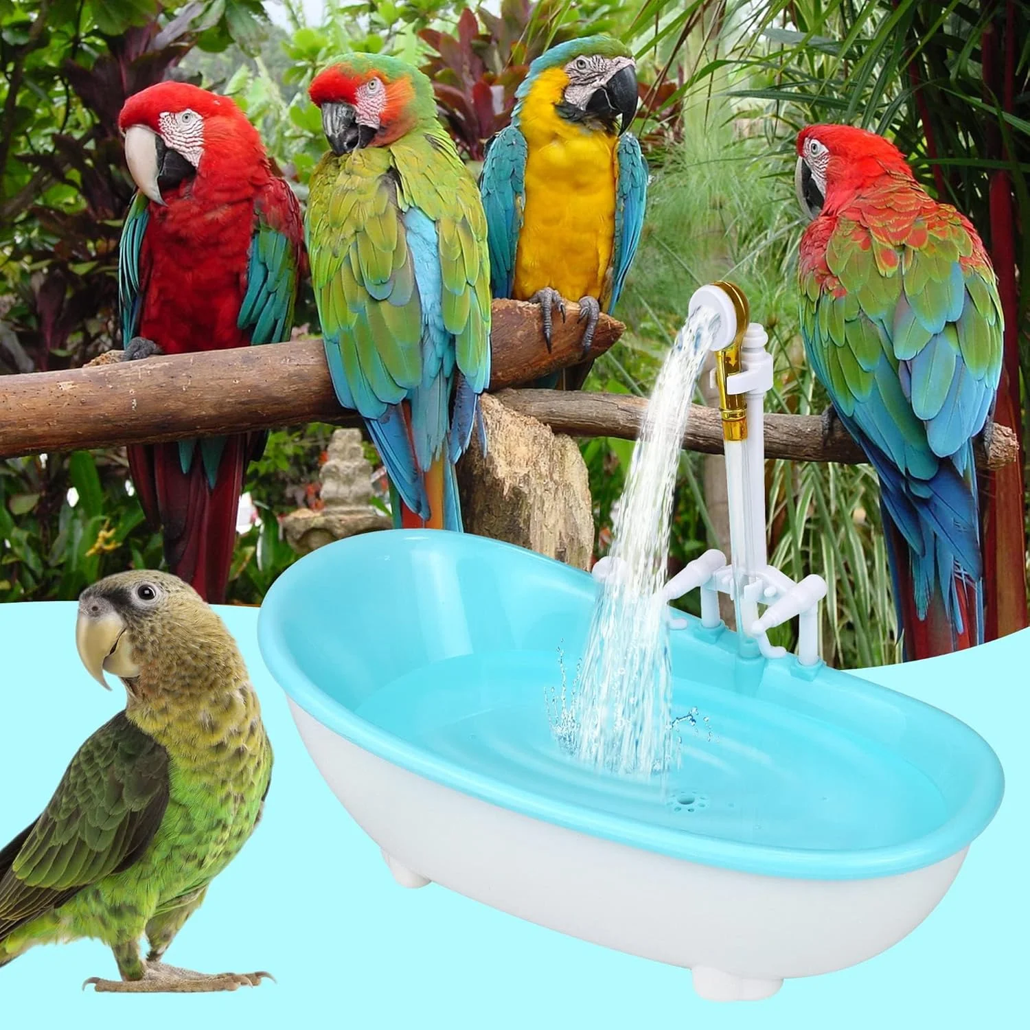 حمام پرنده NALACAL برای قفس، وان حمام اتوماتیک برقی با شیر آب و دوش، حمام طوطی با دوش فواره ای، اسباب بازی های دوش پرنده برای طوطی کوتوله و پرندگان کوچک حمام پرنده NALACAL برای قفس، وان حمام اتوماتیک برقی با شیر آب و دوش، حمام طوطی با دوش فواره ای، اسباب بازی های دوش پرنده برای طوطی کوتوله و پرندگان کوچک