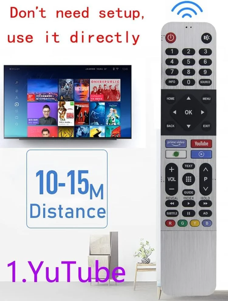 ریموت کنترل مادون قرمز جایگزین SmartGrist مناسب برای تلویزیون هوشمند اندرویدی Sky-worth سری S3N/UB5 مدل‌های 539C-268920-W010 TB5000 UB5100 UB550