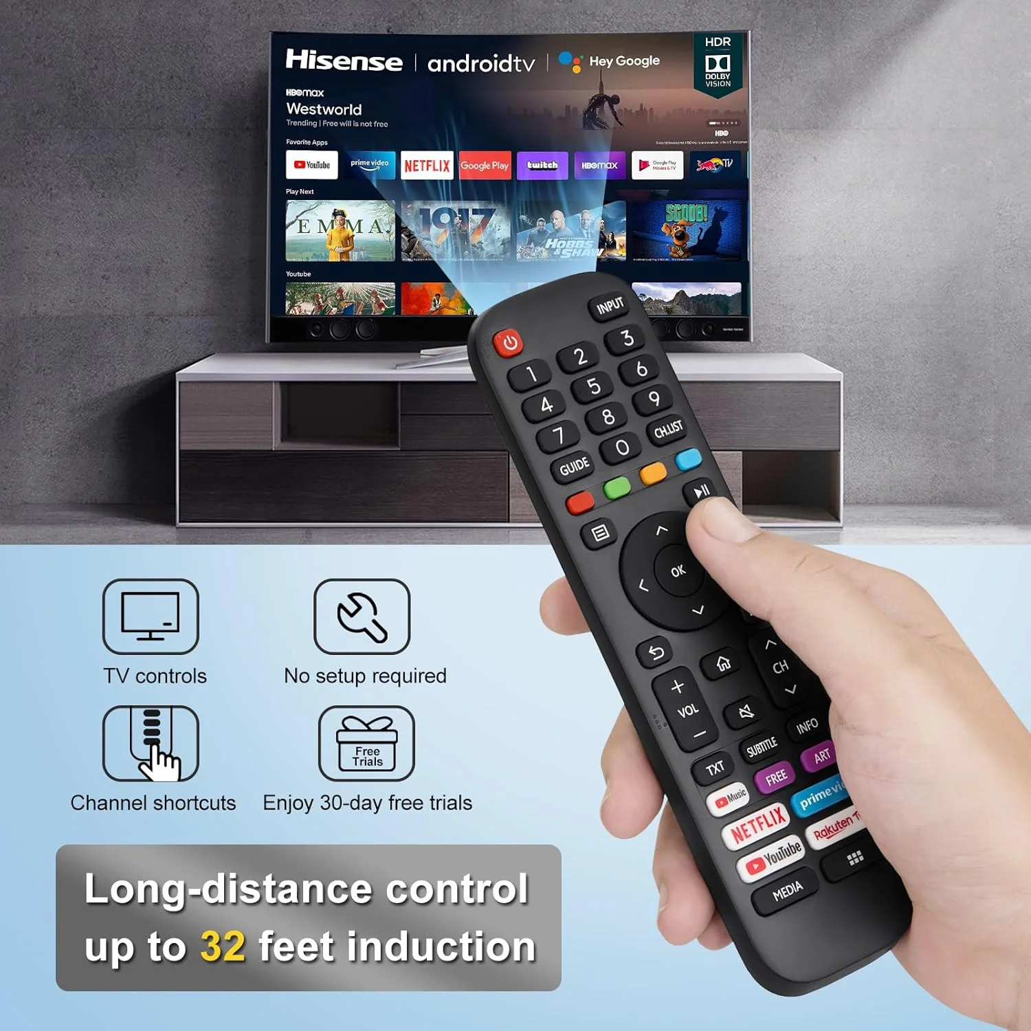 ریموت کنترل یونیورسال YOSUN برای تلویزیون های هوشمند Hisense، ریموت جایگزین برای تمام تلویزیون های هوشمند LED LCD Hisense مدل های ERF2G60H EN2A27 EN2BK27S ریموت کنترل یونیورسال YOSUN برای تلویزیون های هوشمند Hisense، ریموت جایگزین برای تمام تلویزیون های هوشمند LED LCD Hisense مدل های ERF2G60H EN2A27 EN2BK27S