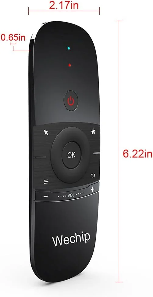موس هوایی Wechip W1 2.4G، کیبورد بی‌سیم، کنترل از راه دور مادون قرمز با قابلیت یادگیری، حسگر حرکتی 6 محوره به همراه گیرنده USB برای تلویزیون هوشمند، اندروید باکس، لپ‌تاپ و کامپیوتر