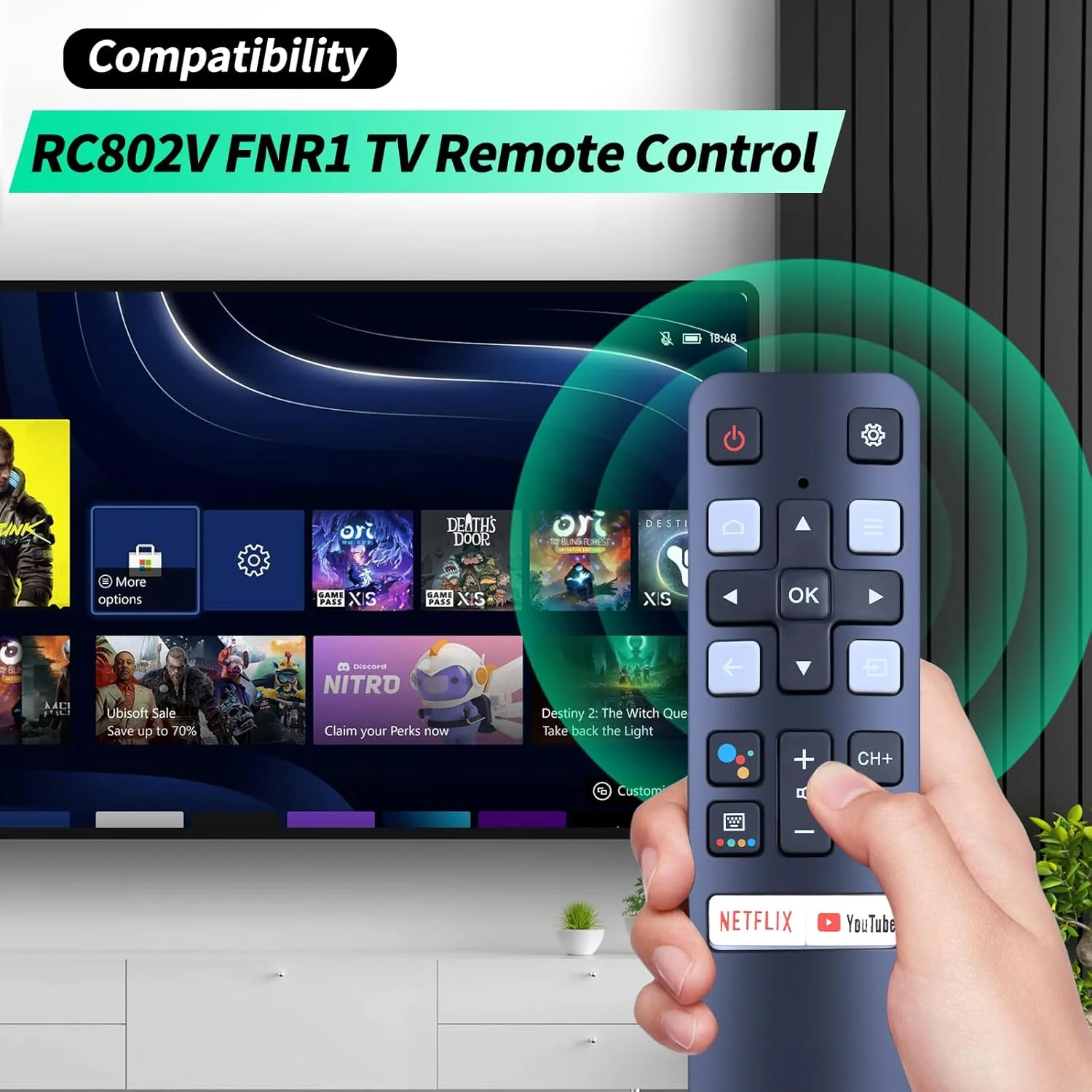 ریموت کنترل WDZP برای تلویزیون هوشمند TCL مدل NETFLIX FNR1 RC802V