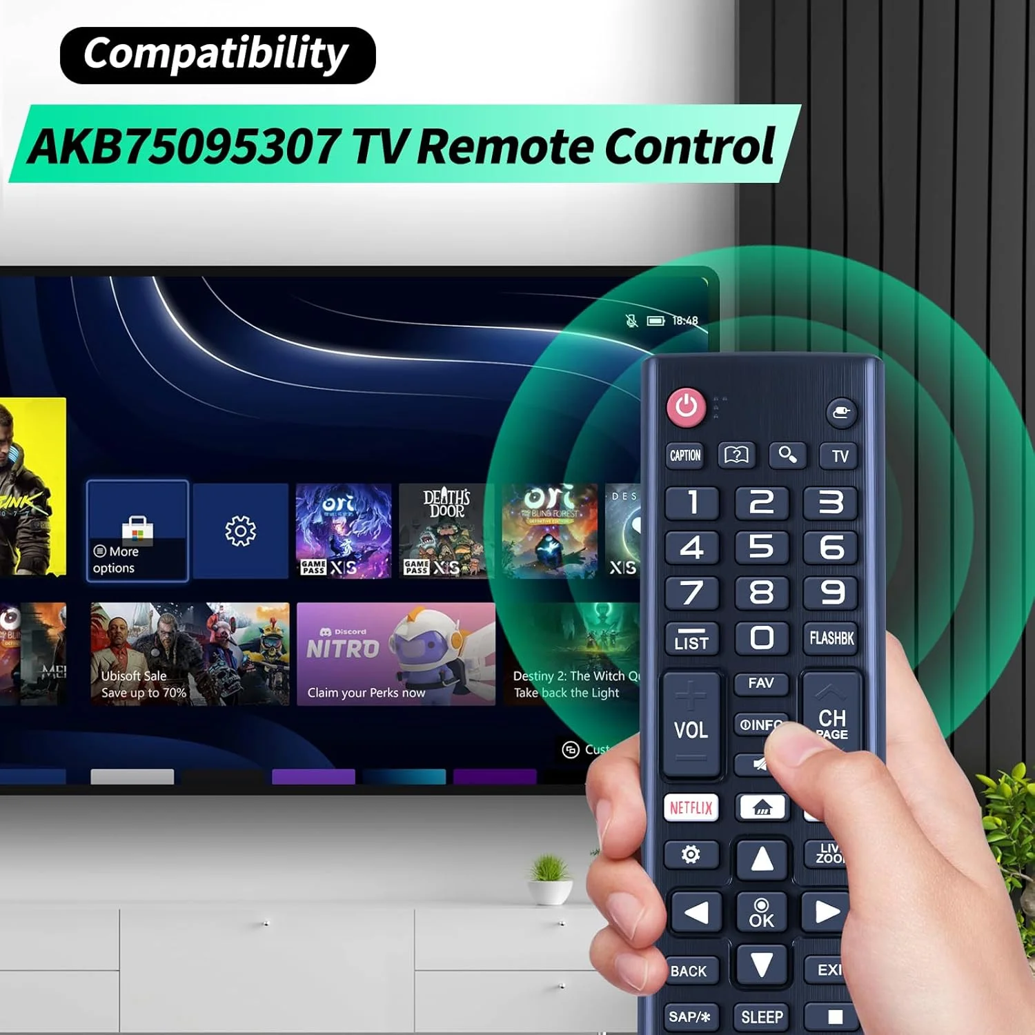 ریموت کنترل جهانی WDZP برای تلویزیون های ال جی - مستقیم برای همه تلویزیون های ال سی دی ال ای دی یو اچ دی اولد اچ دی تی وی هوشمند پلاسما مجیک وب او اس سه بعدی 4K، با کلیدهای میانبر برای نتفلیکس و پرایم ویدیو