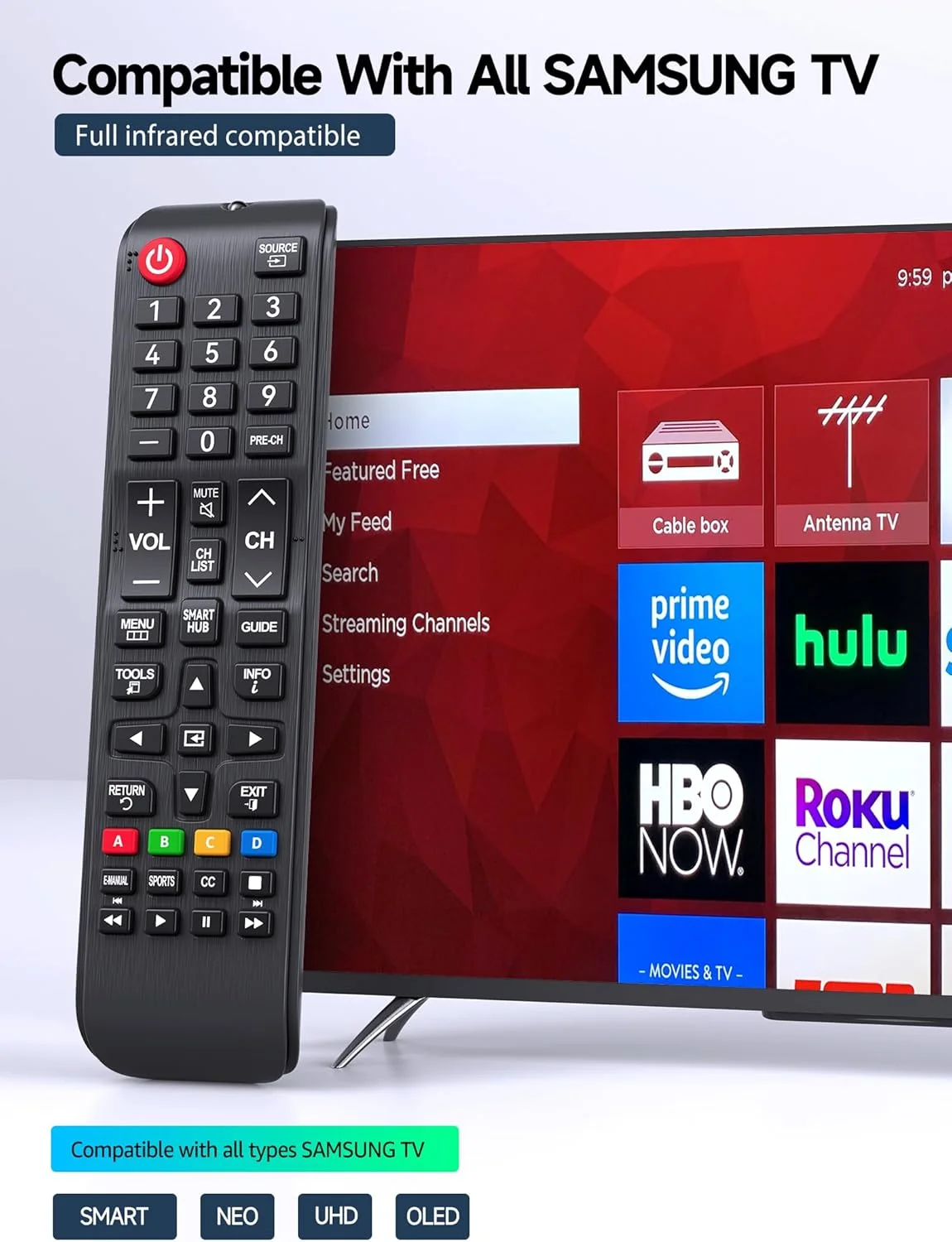 کنترل از راه دور جهانی WDZP برای همه تلویزیون های هوشمند سامسونگ LCD LED SUHD UHD HDTV 3D