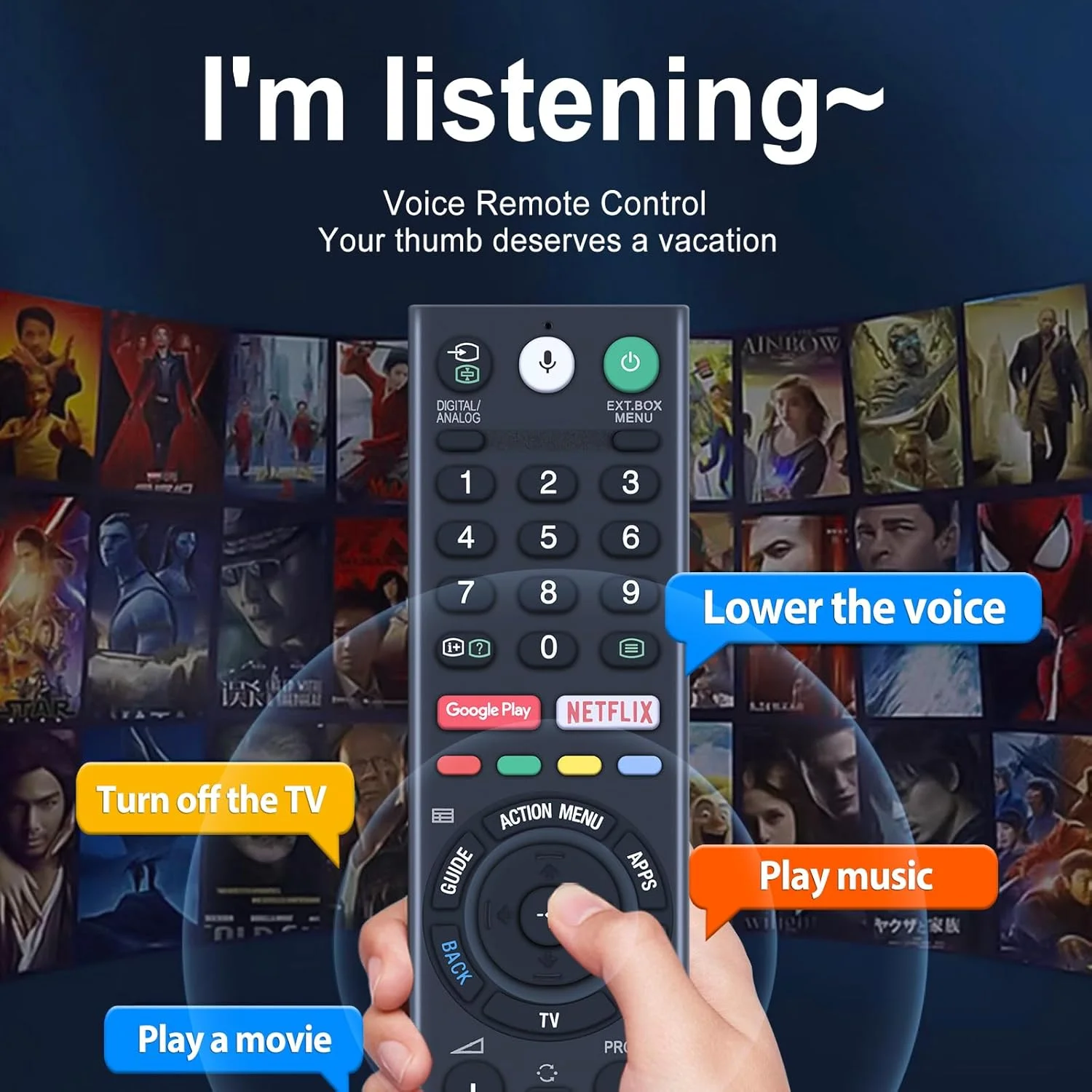 کنترل از راه دور صوتی WDZP RMF-TX310P مناسب برای تلویزیون های هوشمند سونی سری X78F، سری X83F، سری X75F، سری TVA8G، سری X85F، سری X90F، سری X80G