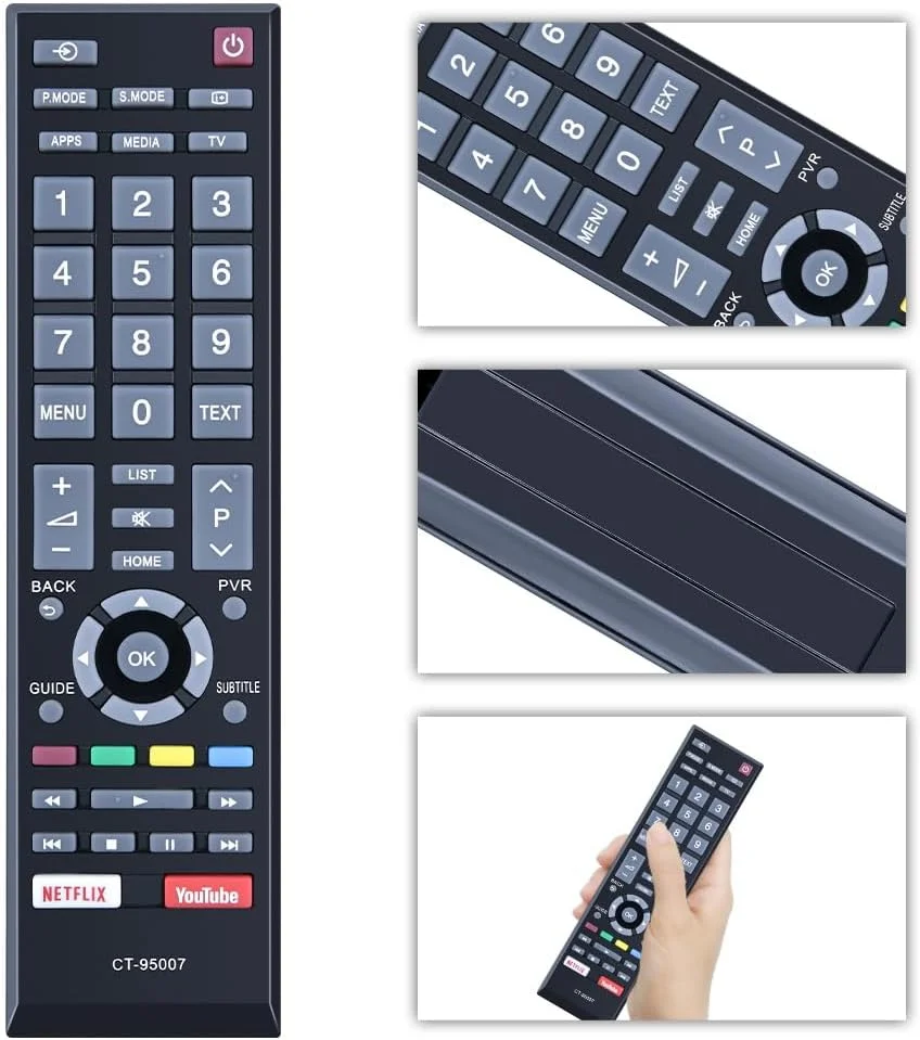 ریموت کنترل تلویزیون توشیبا مدل RM-L1625، مناسب برای Ct8054 Ct-8509 CT-90336 همراه با دکمه های یوتیوب و نتفلیکس