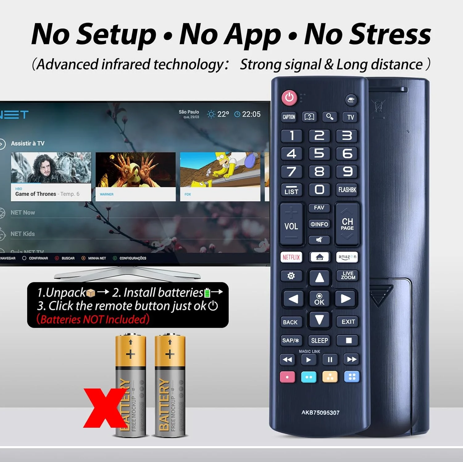 ریموت کنترل جهانی WDZP برای تلویزیون های ال جی - مستقیم برای همه تلویزیون های ال سی دی ال ای دی یو اچ دی اولد اچ دی تی وی هوشمند پلاسما مجیک وب او اس سه بعدی 4K، با کلیدهای میانبر برای نتفلیکس و پرایم ویدیو