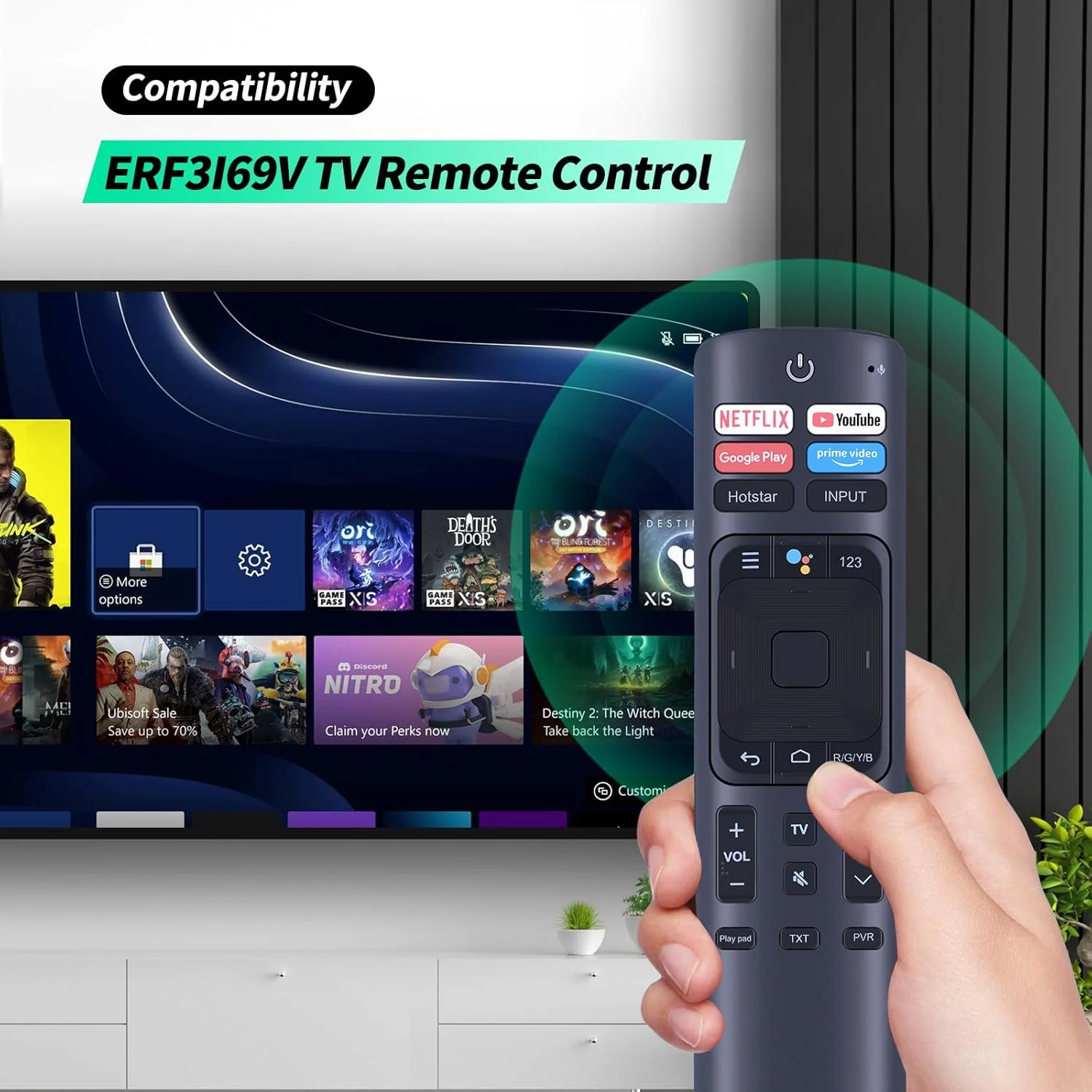 ریموت کنترل صوتی جایگزین ERF3I69V جدید مناسب برای تلویزیون هوشمند ال ای دی HISENSE مدل های 43H7C 50H5C 50H8C 55H6B 65H10B 55Q8809 55H9100E 65H9100E