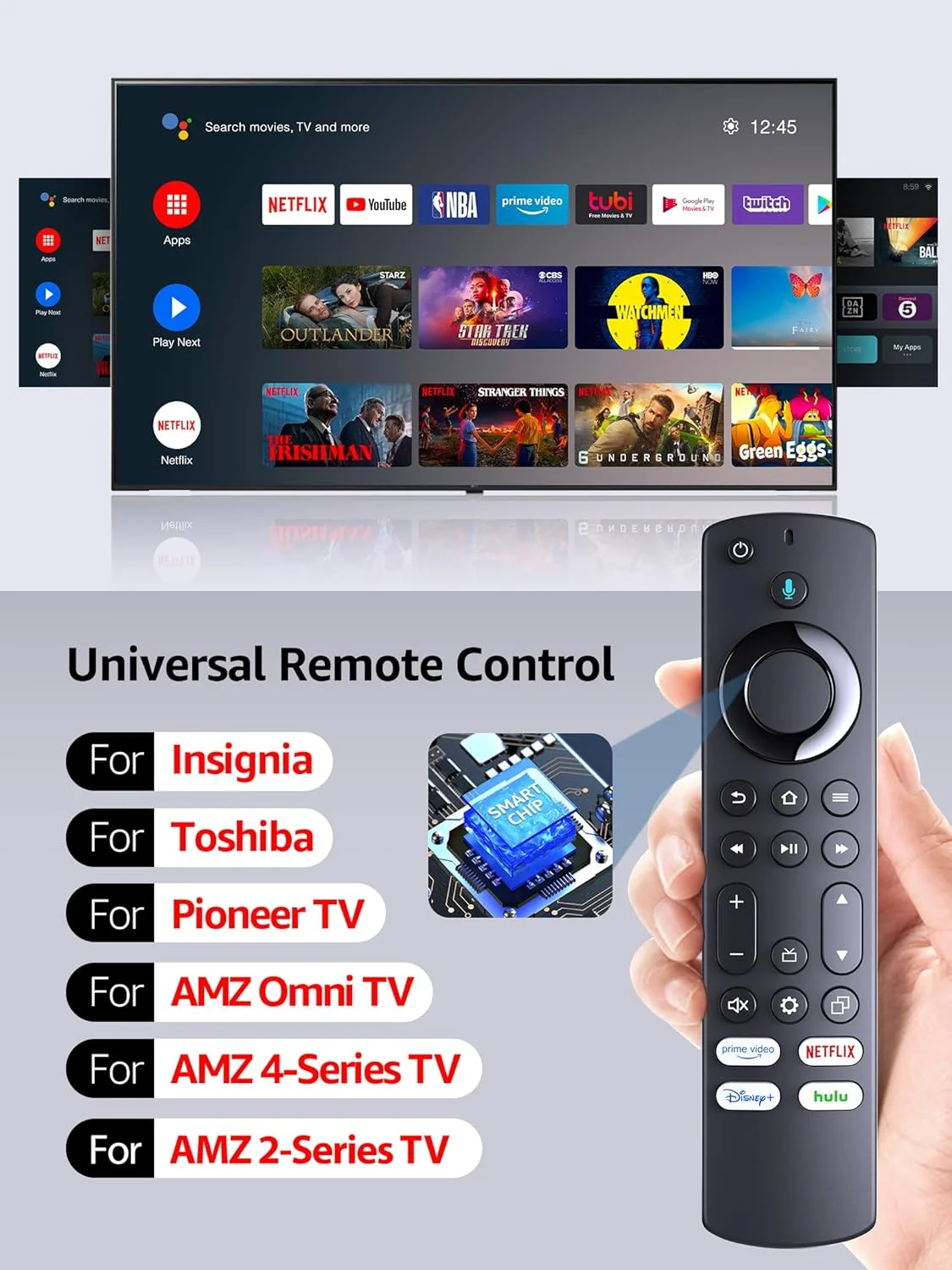 کنترل از راه دور تلویزیون هوشمند WDZP با قابلیت صوتی برای تلویزیون های هوشمند اینسیگنیا/توشیبا/پایونیر/AMZ، جایگزین برای کنترل های L5B83G, NS-RCFNA-21, NS-RCFNA-19, CT-RC1US-21, CT-95018