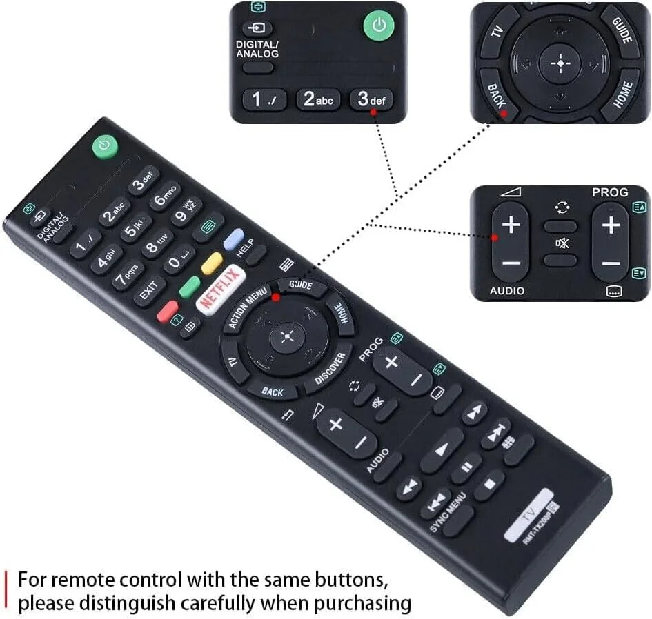 ریموت کنترل جدید RMT-TX200P مناسب برای تلویزیون سونی براویا مدل های KD-65X7500D KD-55X7000D KD-49X7000D KD65X7500D KD55X7000D KD49X7000D