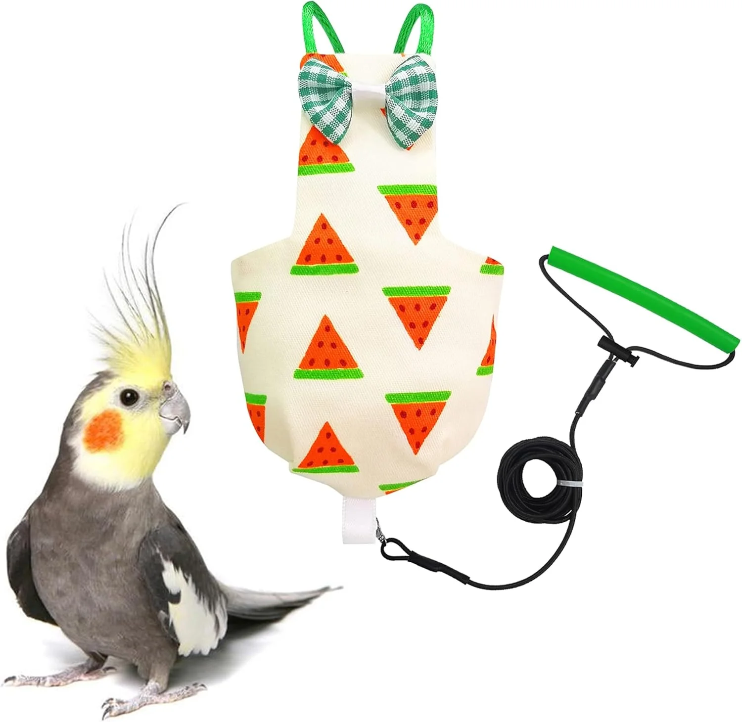 THE WHITE SHOP Bird Diaper Harness Flight Suit Clothes with 80 Inch Flying Leash for Parrots Cockatiel Pet Bird(Red)