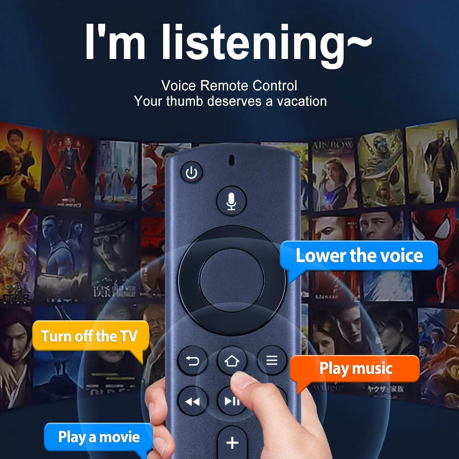 ریموت صوتی جایگزین WDZP L5B83H نسل دوم با کنترل صدا و پاور - سازگار با فایر تی وی استیک (مدل 2016 و جدیدتر)، آمازون تی وی (نسل سوم)، آمازون تی وی کیوب (نسل اول و دوم)