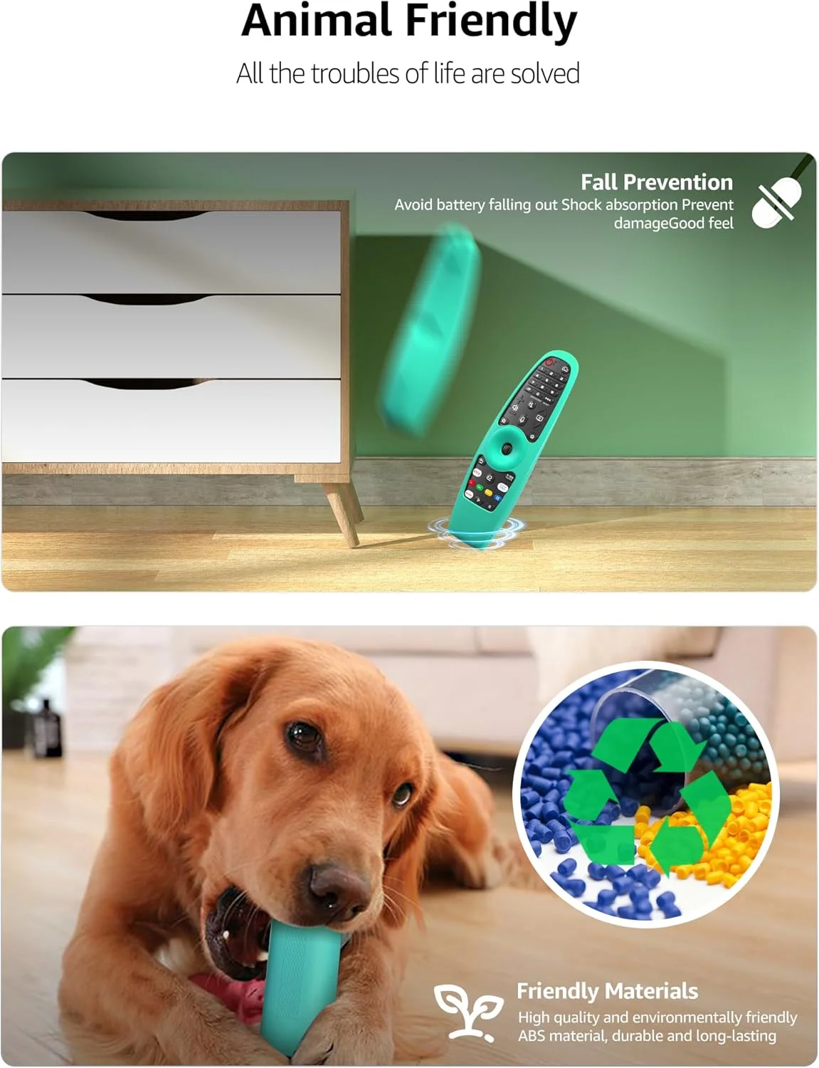 [1 عدد] روکش محافظ درخشان برای کنترل از راه دور LG AN-MR600 / LG AN-MR650 / AN-MR18BA / AN-MR19BA تلویزیون هوشمند ال جی، قاب سیلیکونی ضد افتادن/لغزش/خش/گرد و غبار/آب (آبی)