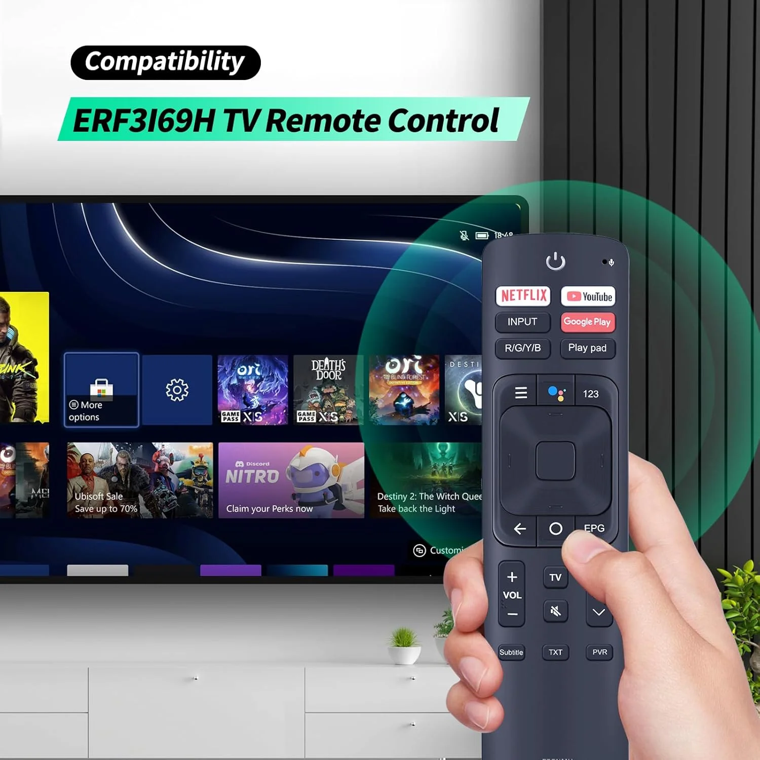 ریموت کنترل صوتی جایگزین WDZP ERF3I69H سازگار با تلویزیون هوشمند 4K Hisense مدل‌های 50RG 55RG 65RG 55H9100E 55Q8809 65H9100E، مناسب برای ERF3B69 ERF3A69 ERF3A69S ERF3B69S ERF3I69H W9HBRCB0006