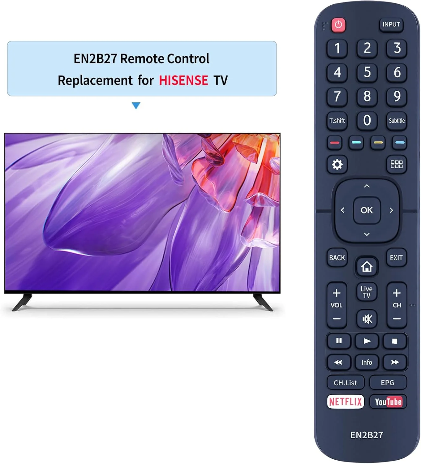 ریموت کنترل جایگزین WDZP EN2B27 برای تلویزیون هایسنس RC3394402 / 01 3139 238 29621 EN2B27 ریموت کنترل جایگزین WDZP EN2B27 برای تلویزیون هایسنس RC3394402 / 01 3139 238 29621 EN2B27