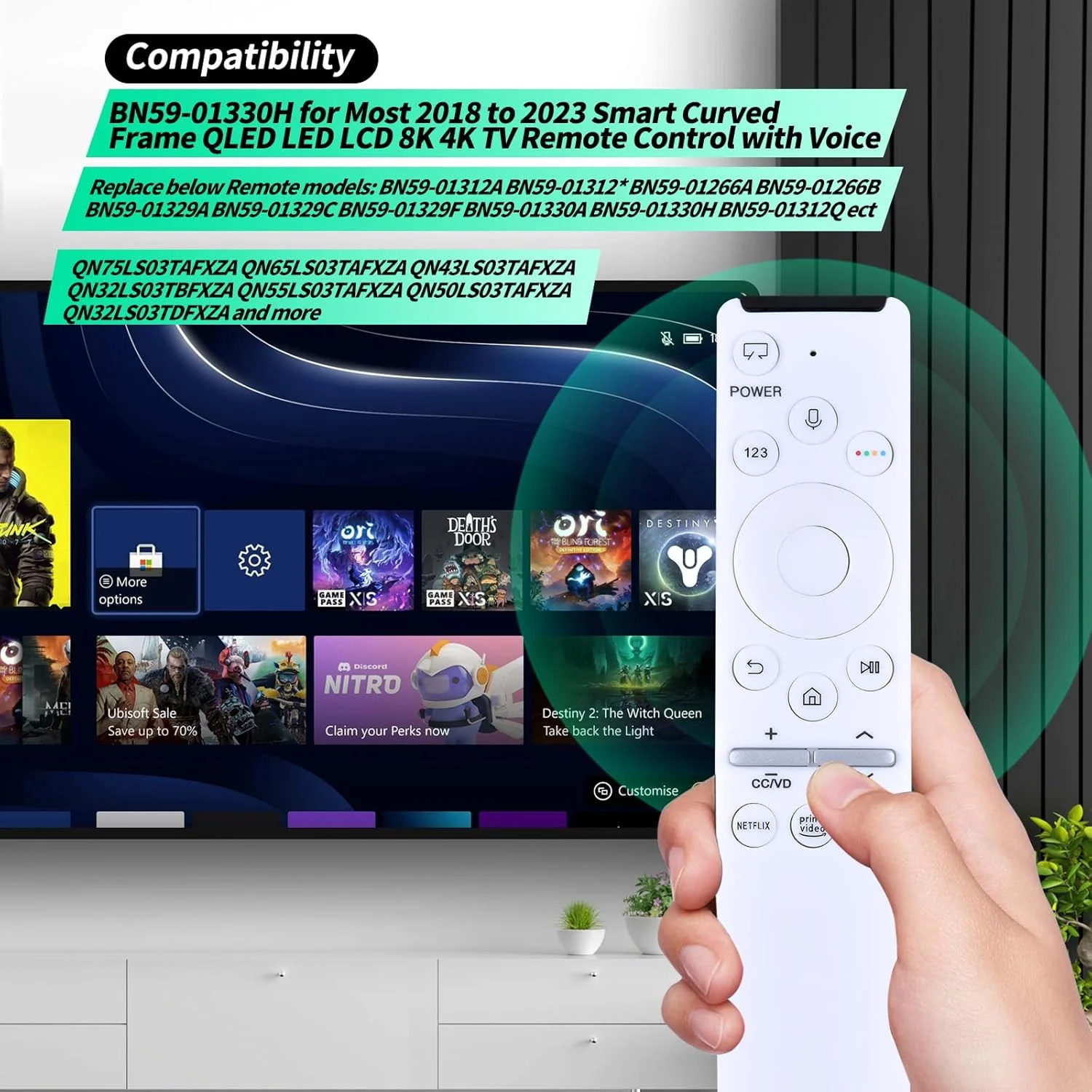 ریموت کنترل BN59-01330H برای تلویزیون های هوشمند سامسونگ - سفید