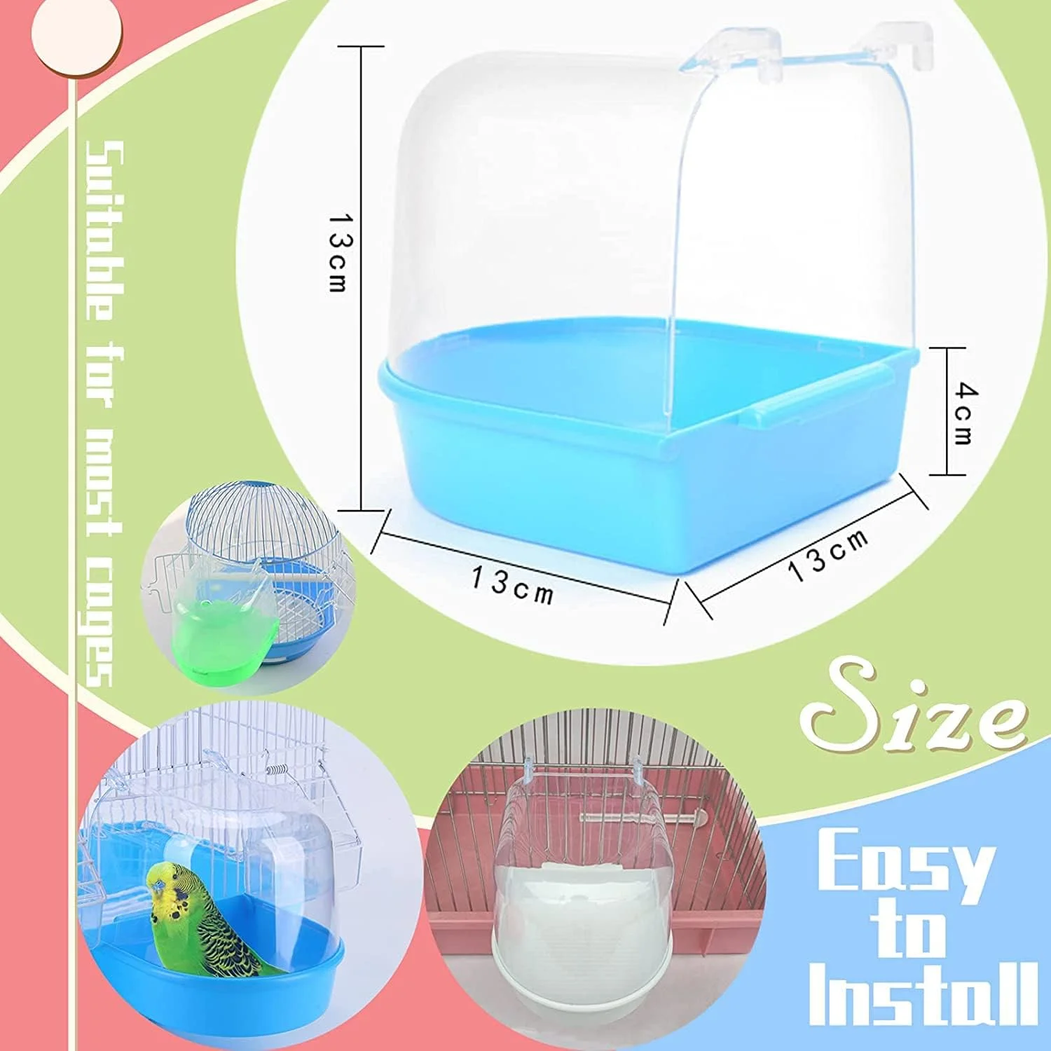 جعبه حمام پرنده Excefore، 2 عدد وان حمام طوطی قفسی، لوازم جانبی قفس پرنده حمام برای قناری کوچک، مرغ عشق، عروس هلندی، باجریگار (آبی و سبز) جعبه حمام پرنده Excefore، 2 عدد وان حمام طوطی قفسی، لوازم جانبی قفس پرنده حمام برای قناری کوچک، مرغ عشق، عروس هلندی، باجریگار (آبی و سبز)