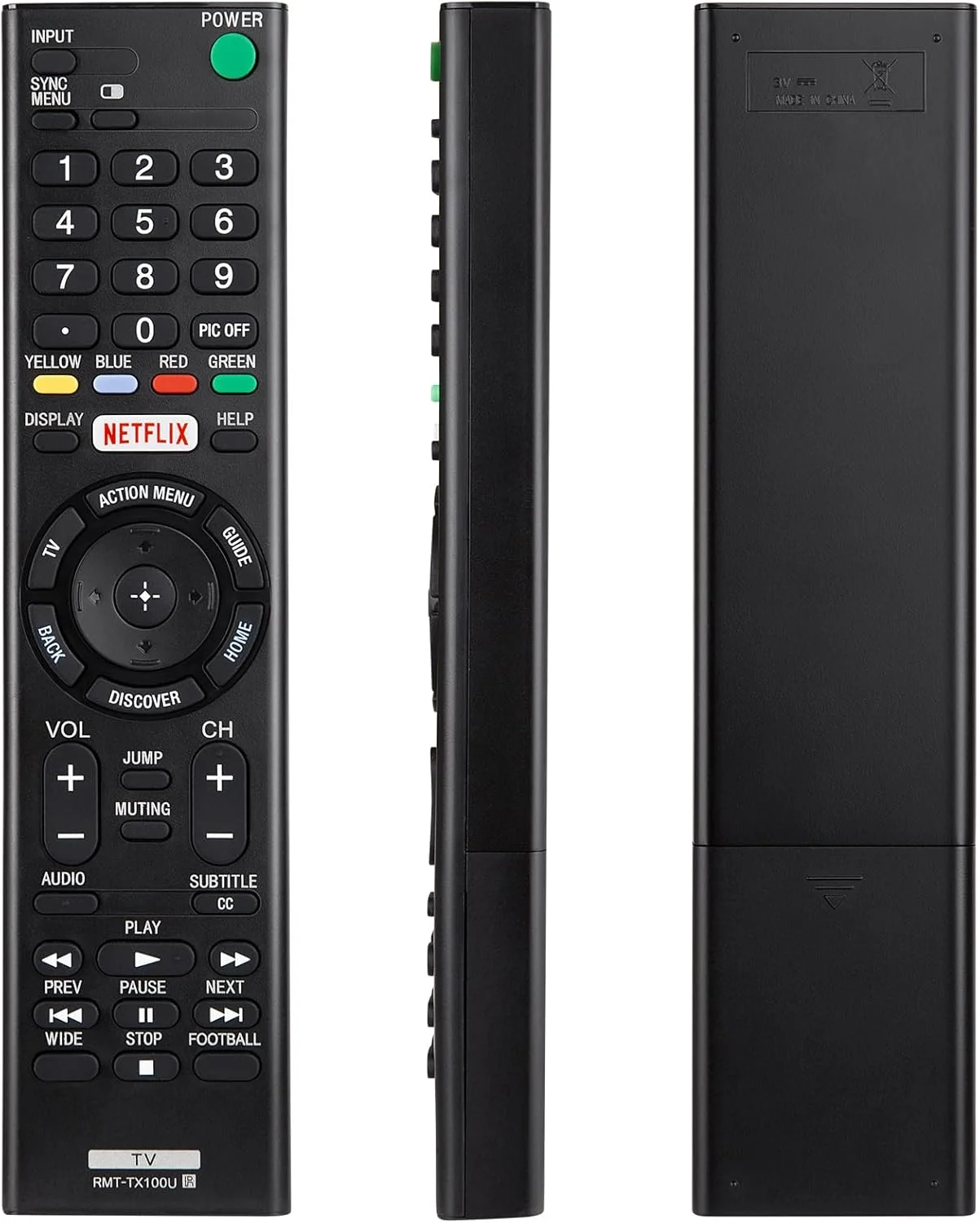 ریموت کنترل یونیورسال برای تلویزیون های سونی، جایگزین برای تمام ریموت های تلویزیون های هوشمند LCD LED HD سونی براویا، با دکمه های نتفلیکس
