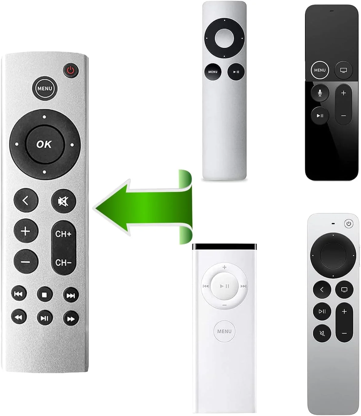 ریموت کنترل جهانی ارتقا یافته جدید برای Apple TV و کنترل تلویزیون - سازگار با Apple TV 4K, HD، همه نسل ها (بدون Siri)، سازگار با A2843, A2737, A2169, A1842, A1625