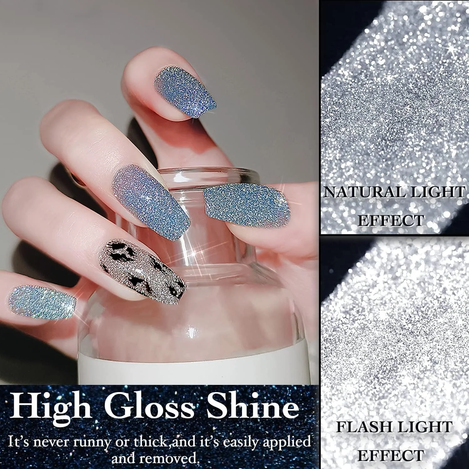 ست لاک ژل بازتابنده AHAMIOU، ست لاک ژل اکلیلی بازتابنده درخشان، لاک ناخن UV LED الماسی براق، مناسب برای مانیکور DIY خانگی، هنر ناخن، لاک سالنی، 12 عددی (SET-2)